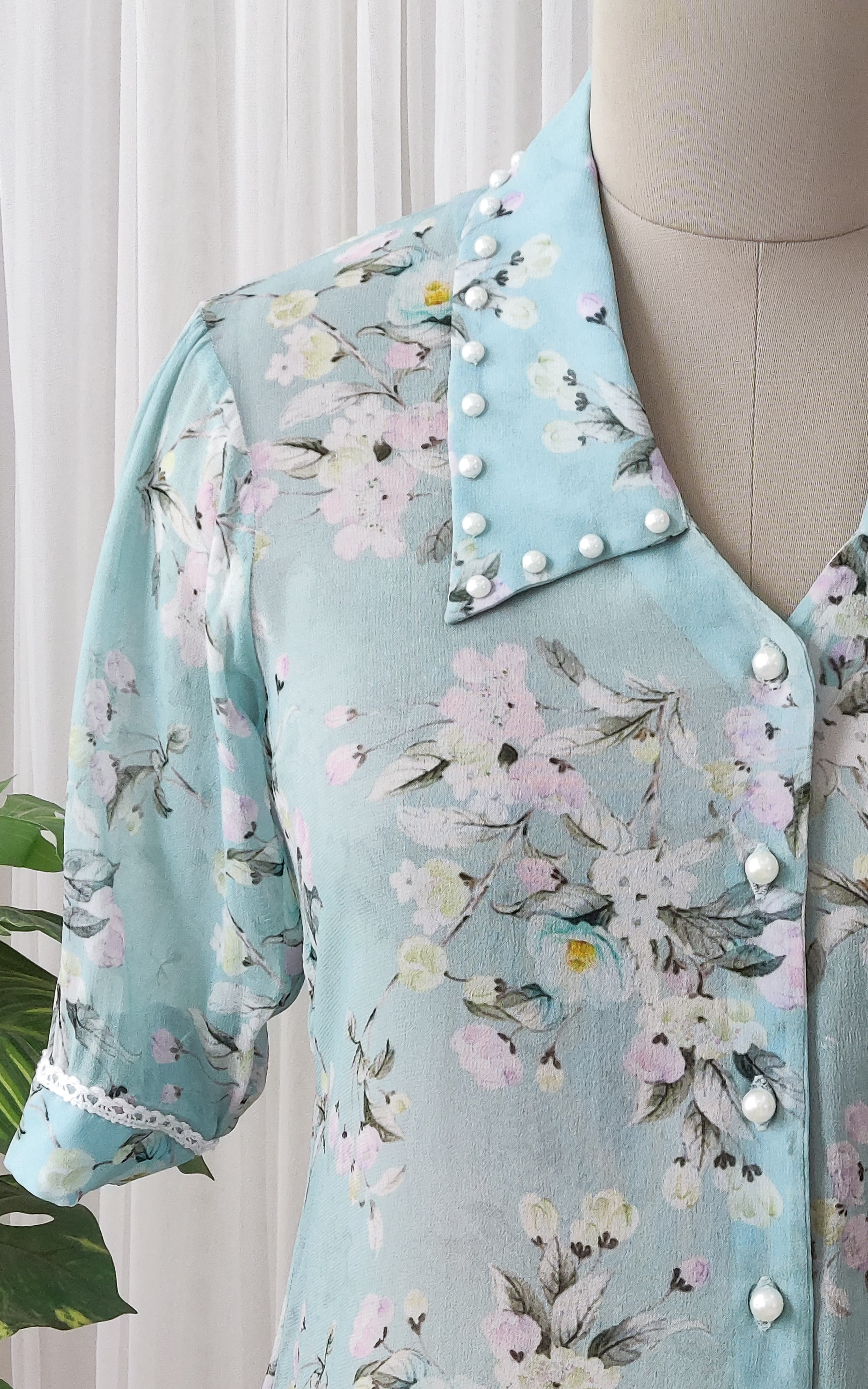 Light Blue Floral Georgette Top