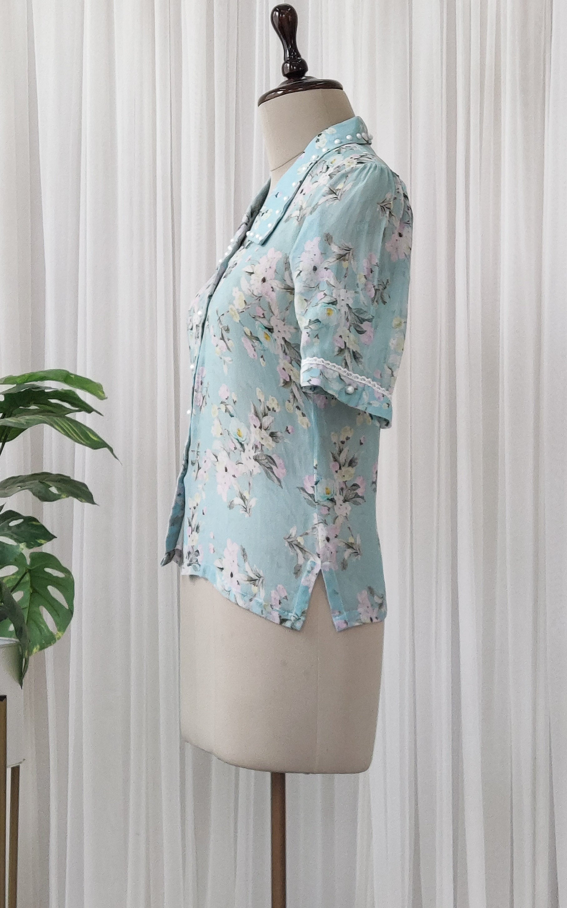 Light Blue Floral Georgette Top