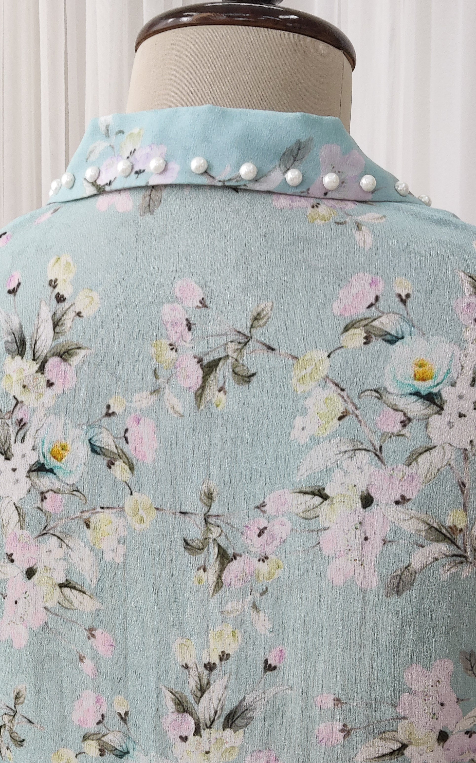 Light Blue Floral Georgette Top