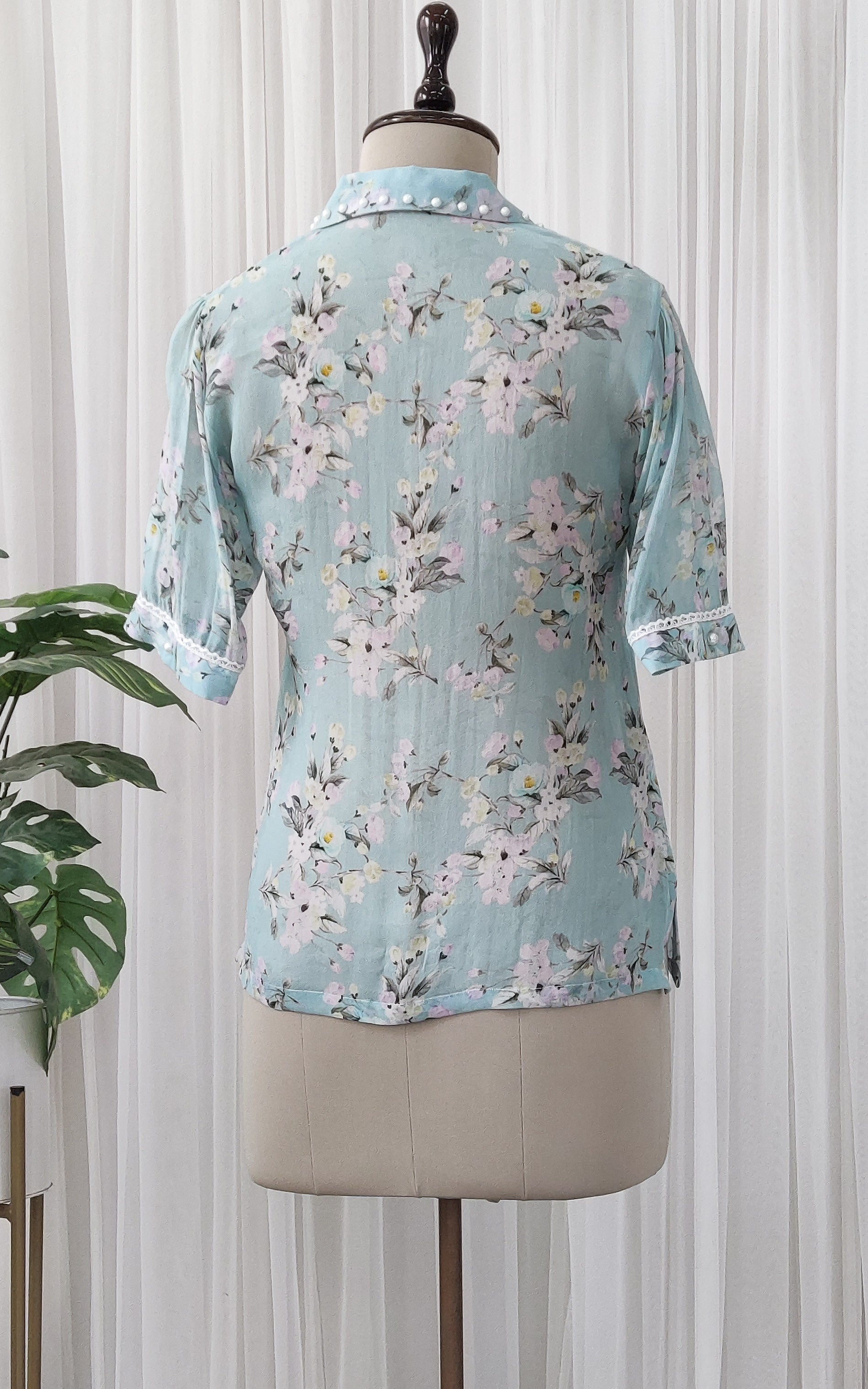 Light Blue Floral Georgette Top