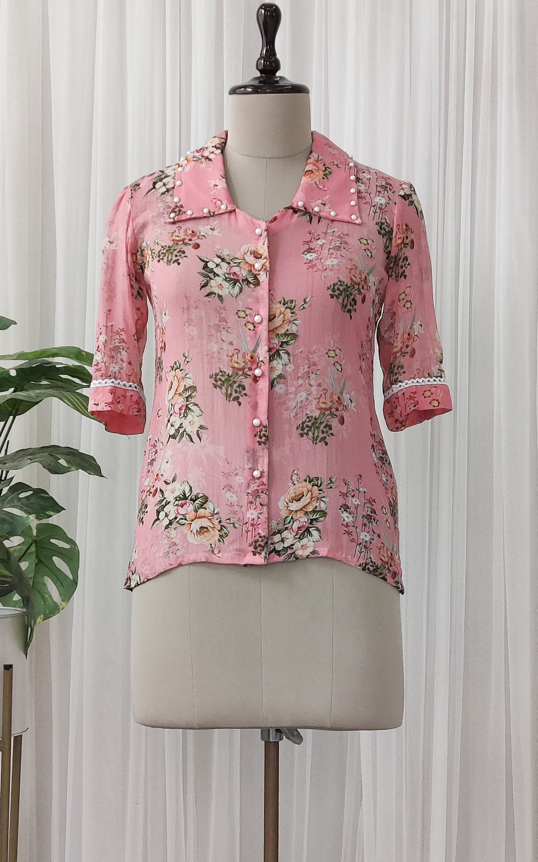 Light Pink Floral Georgette Top