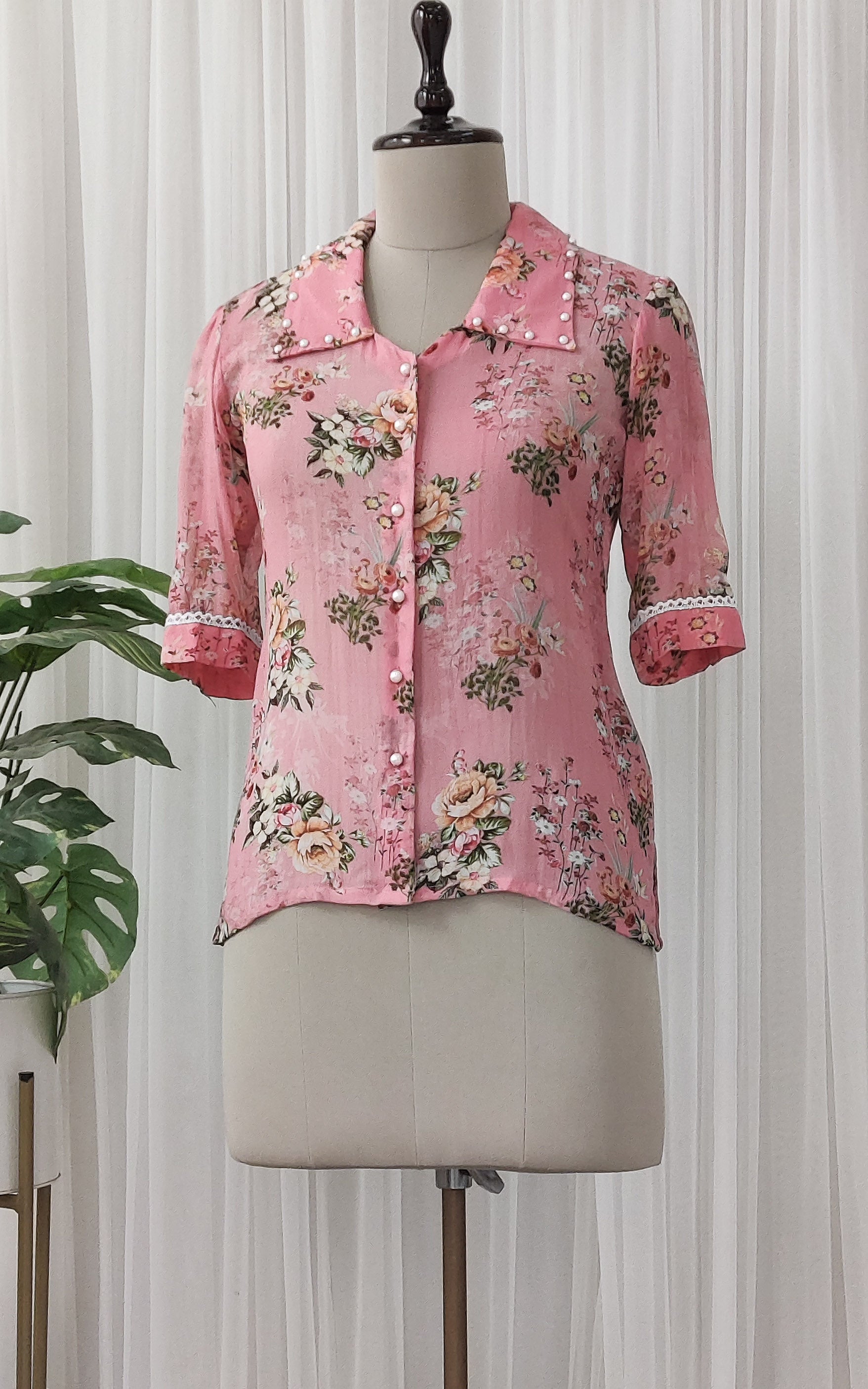 Light Pink Floral Georgette Top