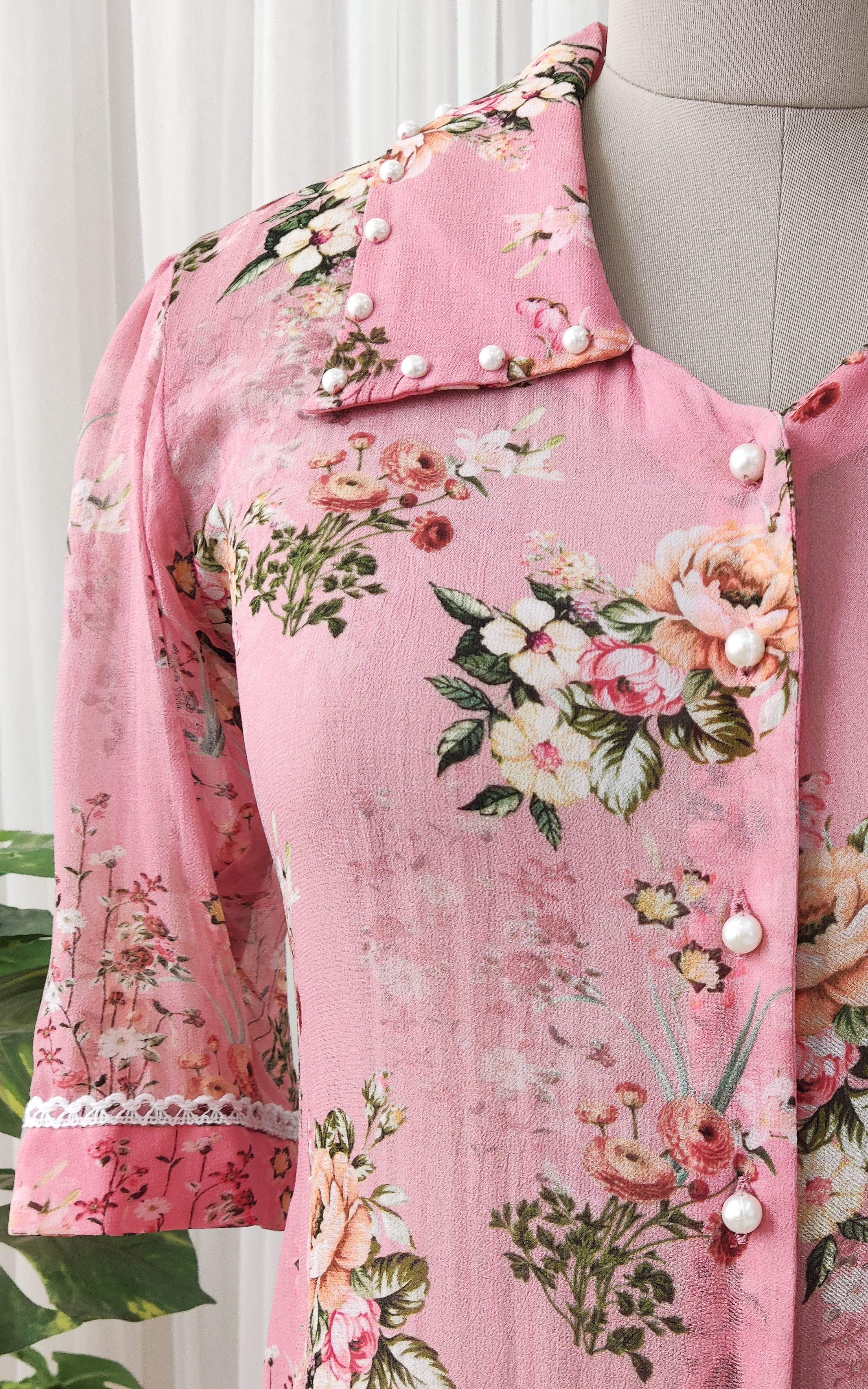 Light Pink Floral Georgette Top