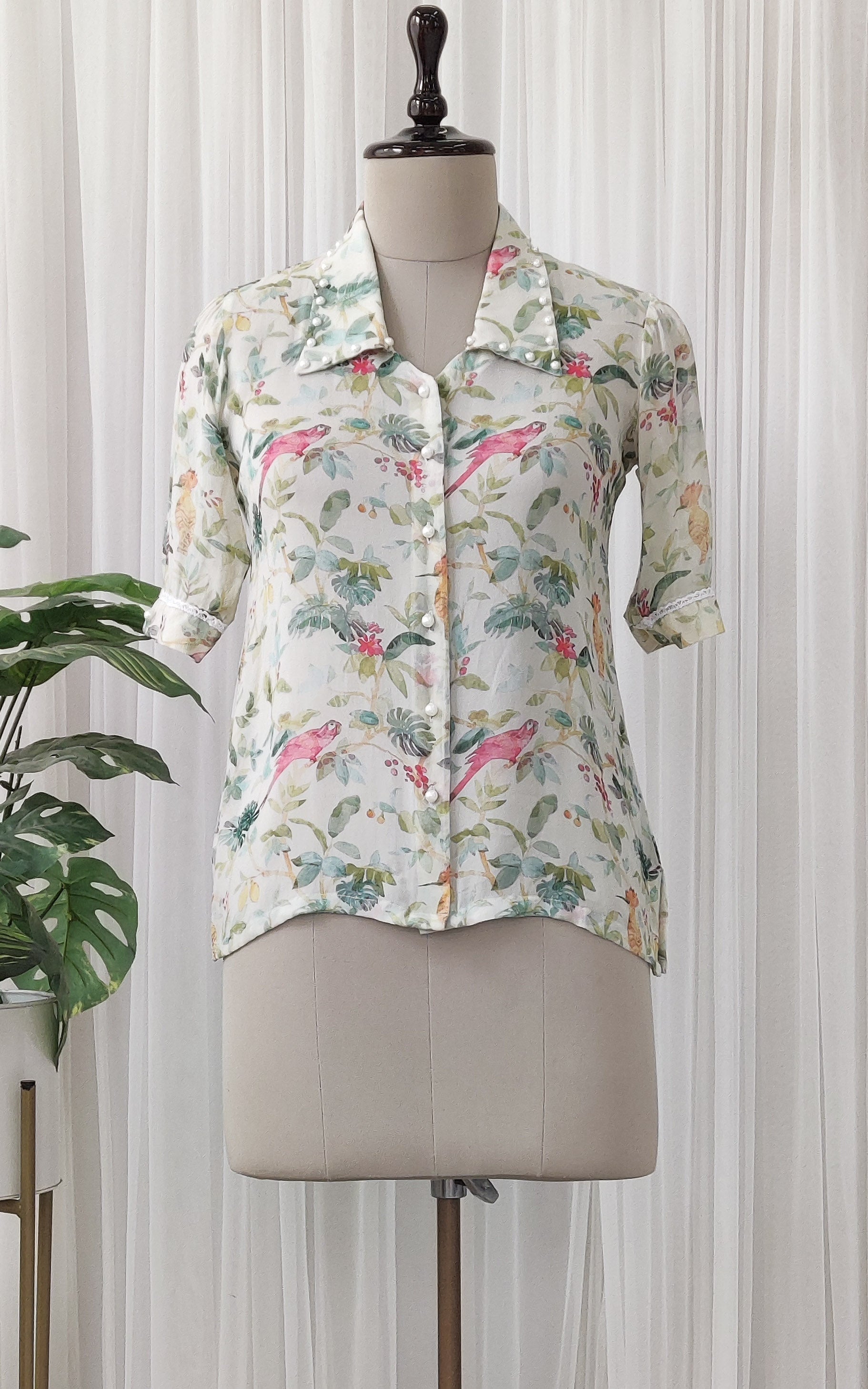 Off White Bird Georgette Top