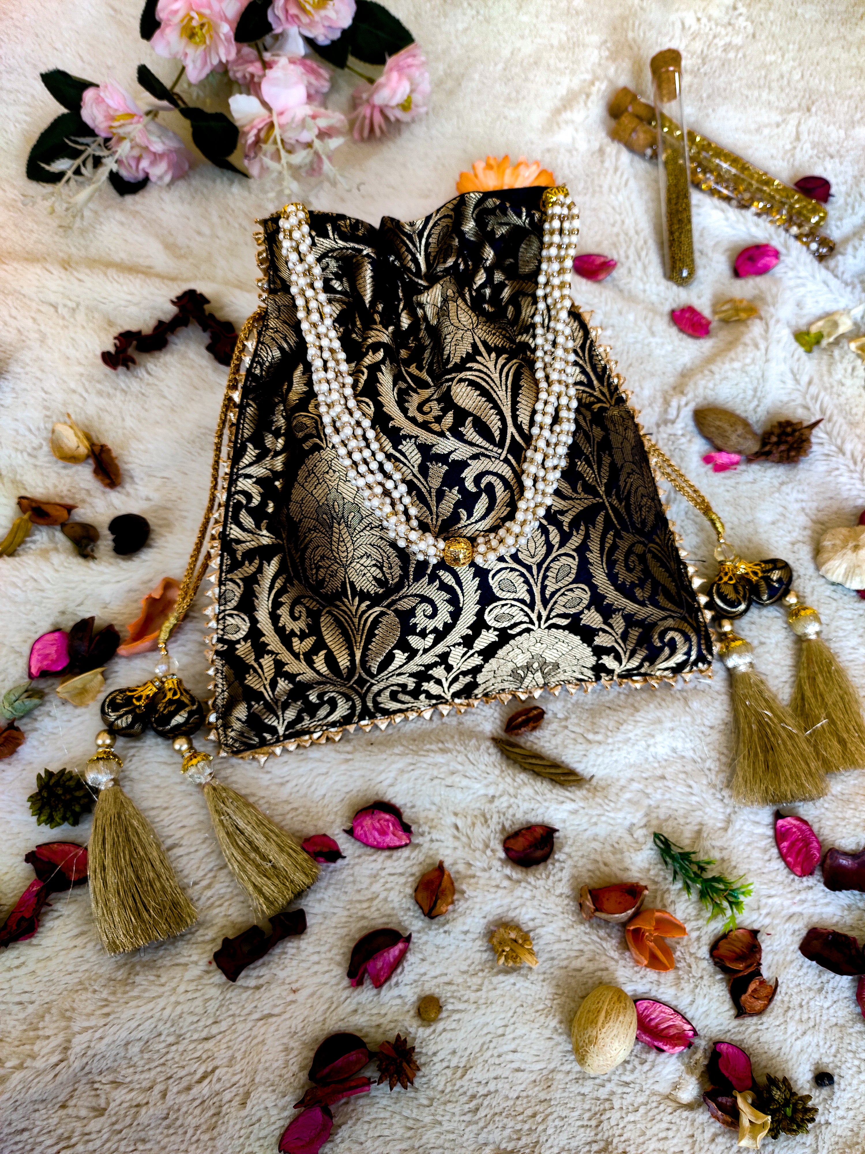 Black Brocade Potli Bag