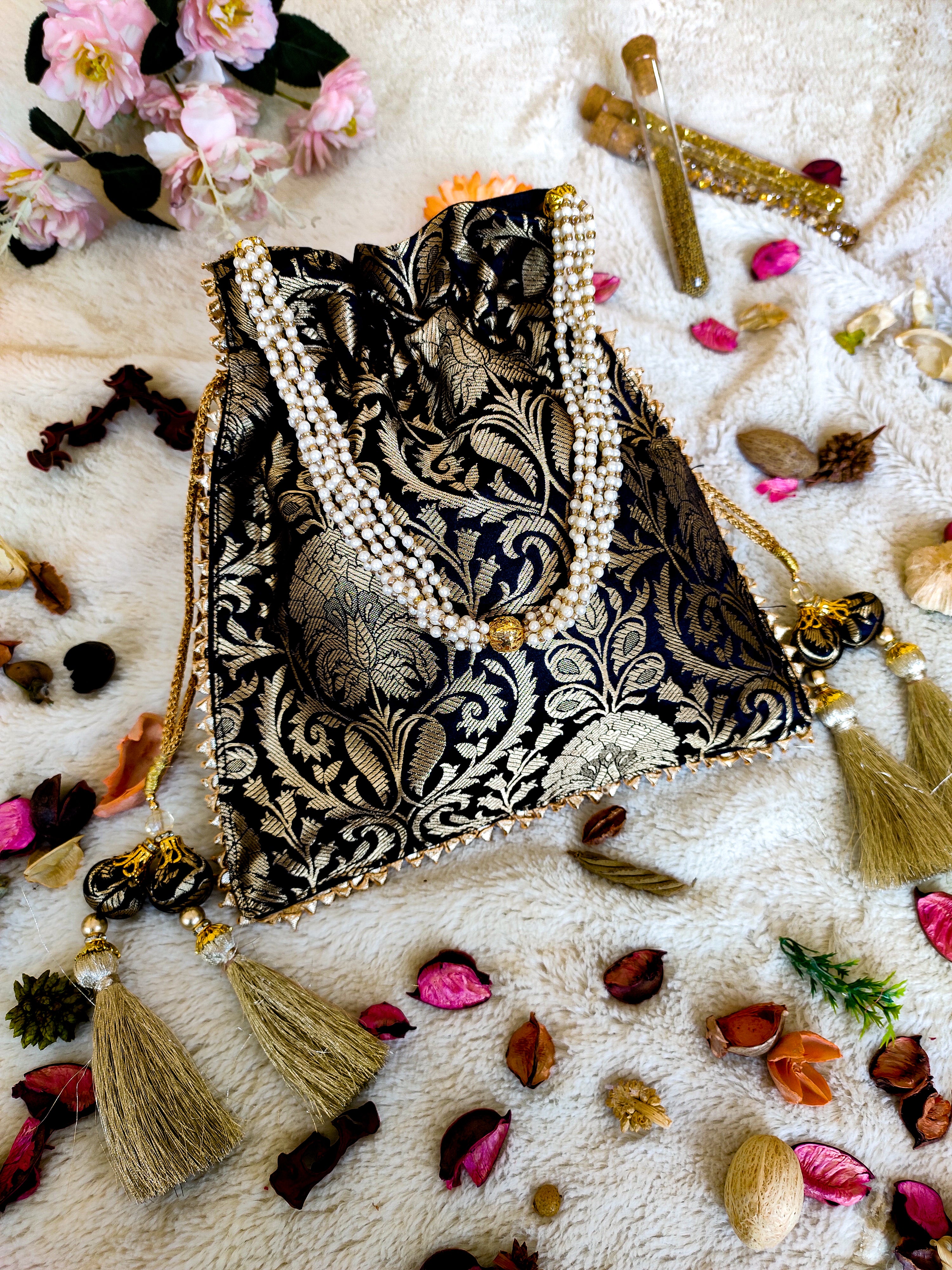 Black Brocade Potli Bag