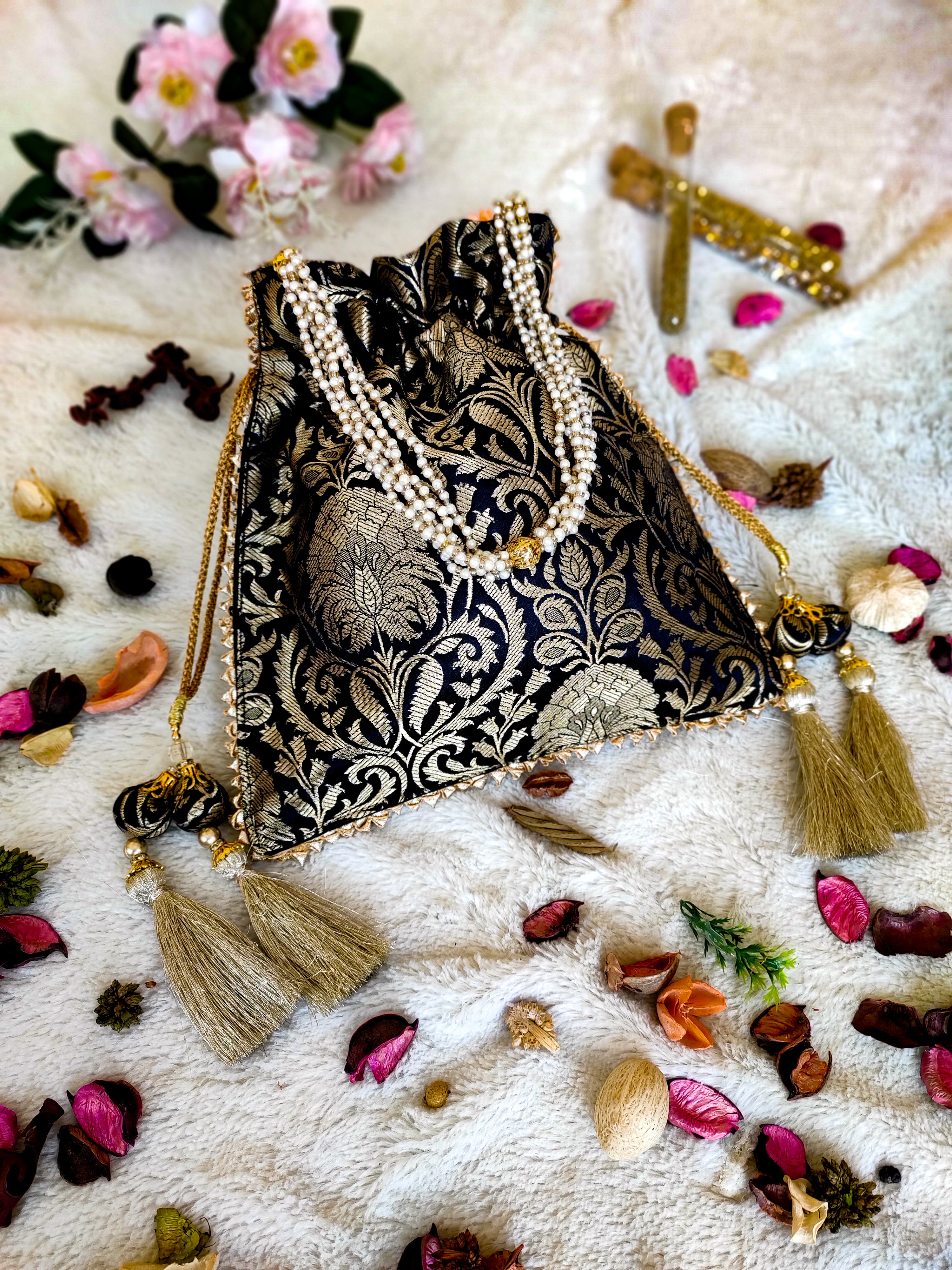 Black Brocade Potli Bag