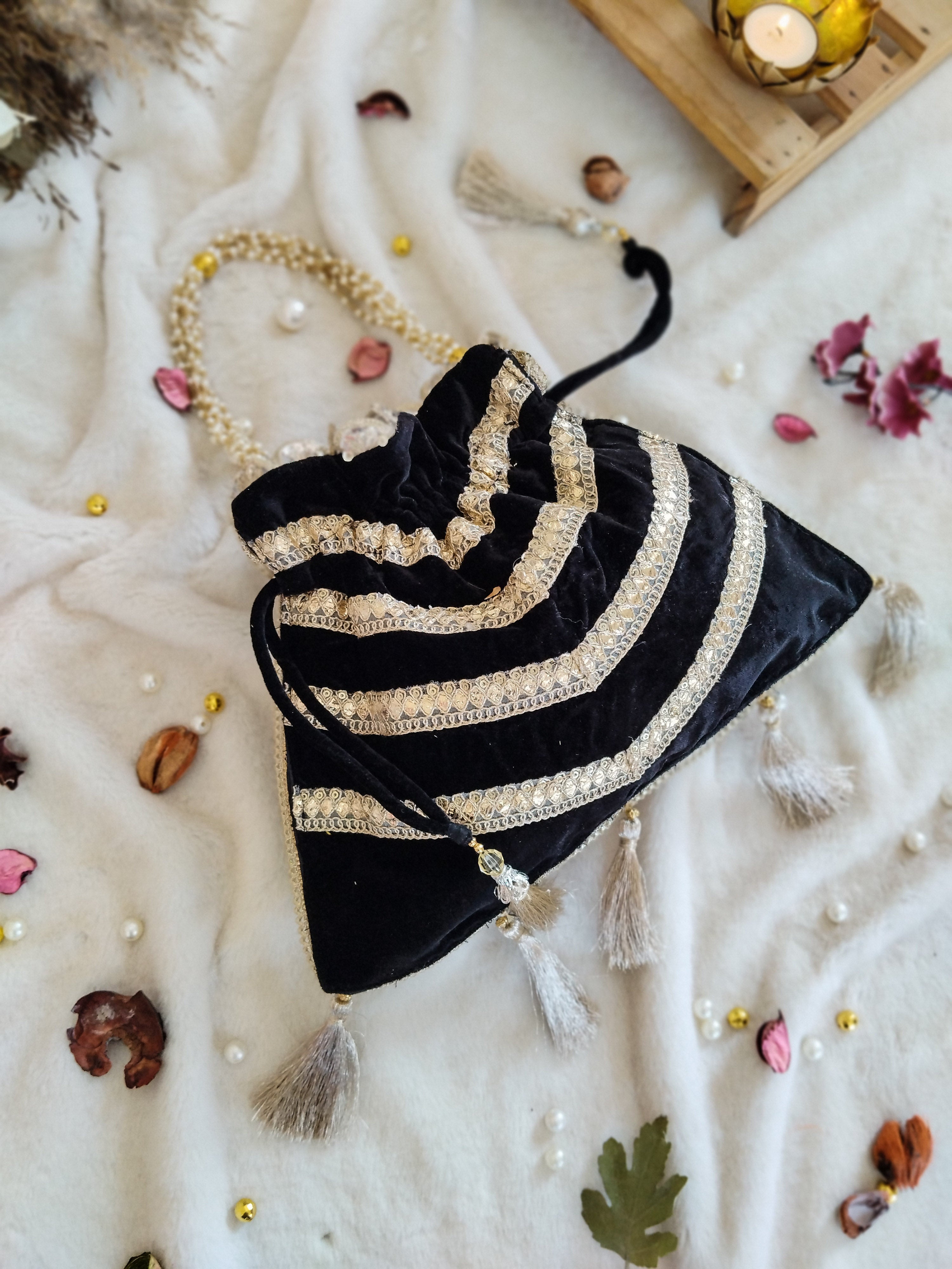 Black Velvet Potli Bag