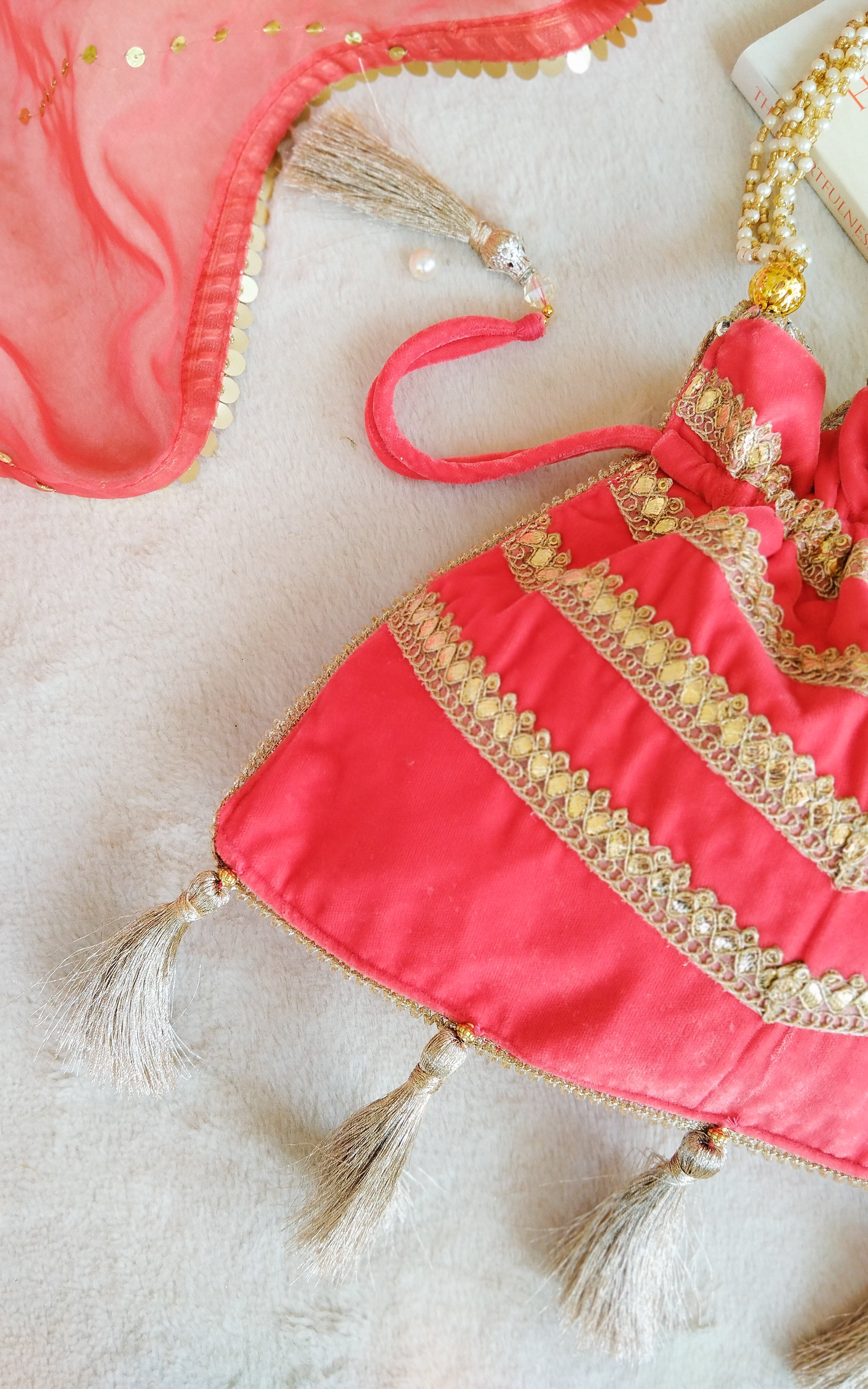 Carrot Red Velvet Potli Bag