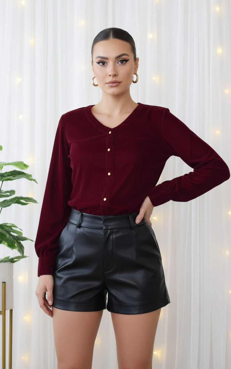 Maroon Velvet Shirt