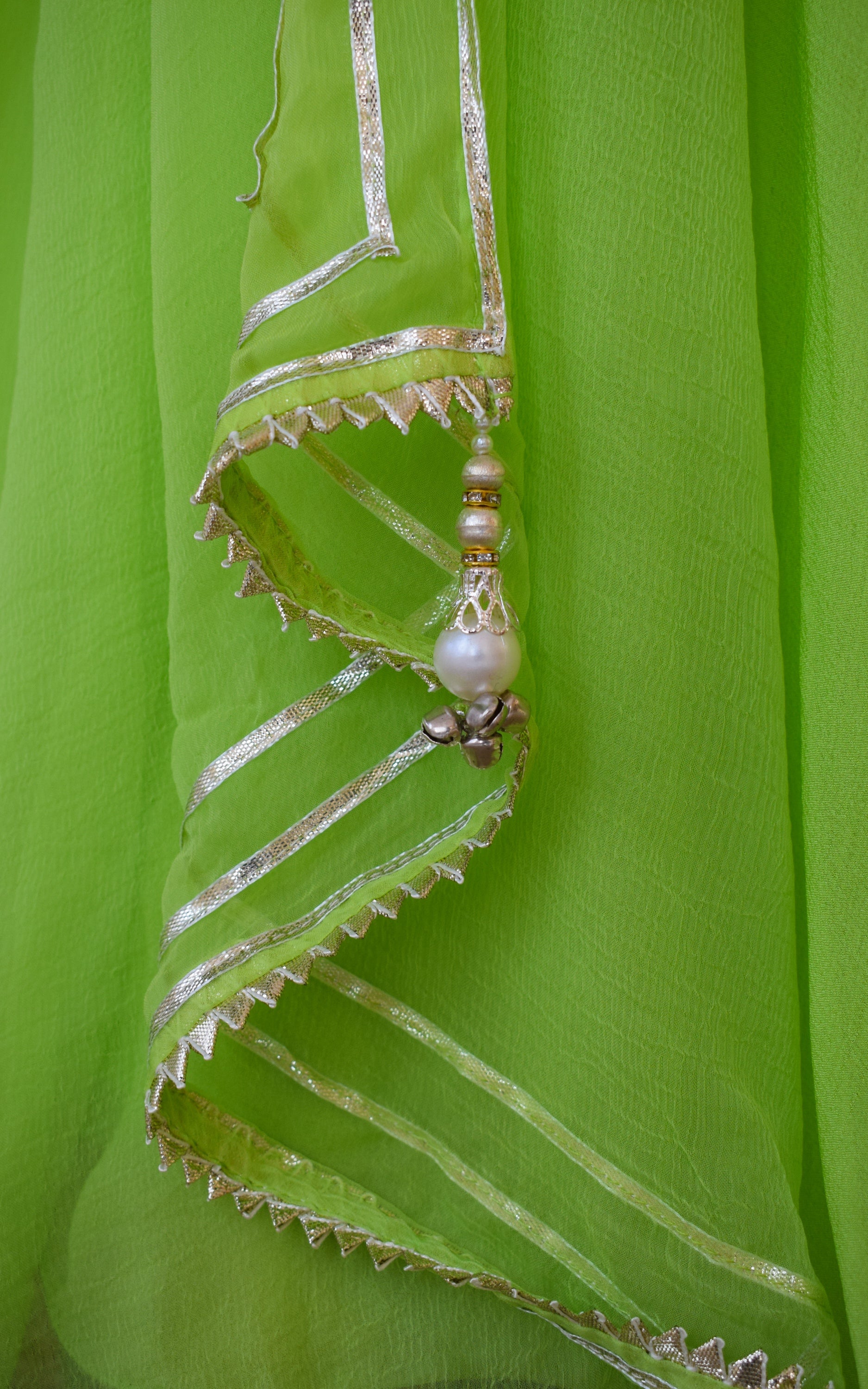 Parrot Green Mirrorwork Sharara Set