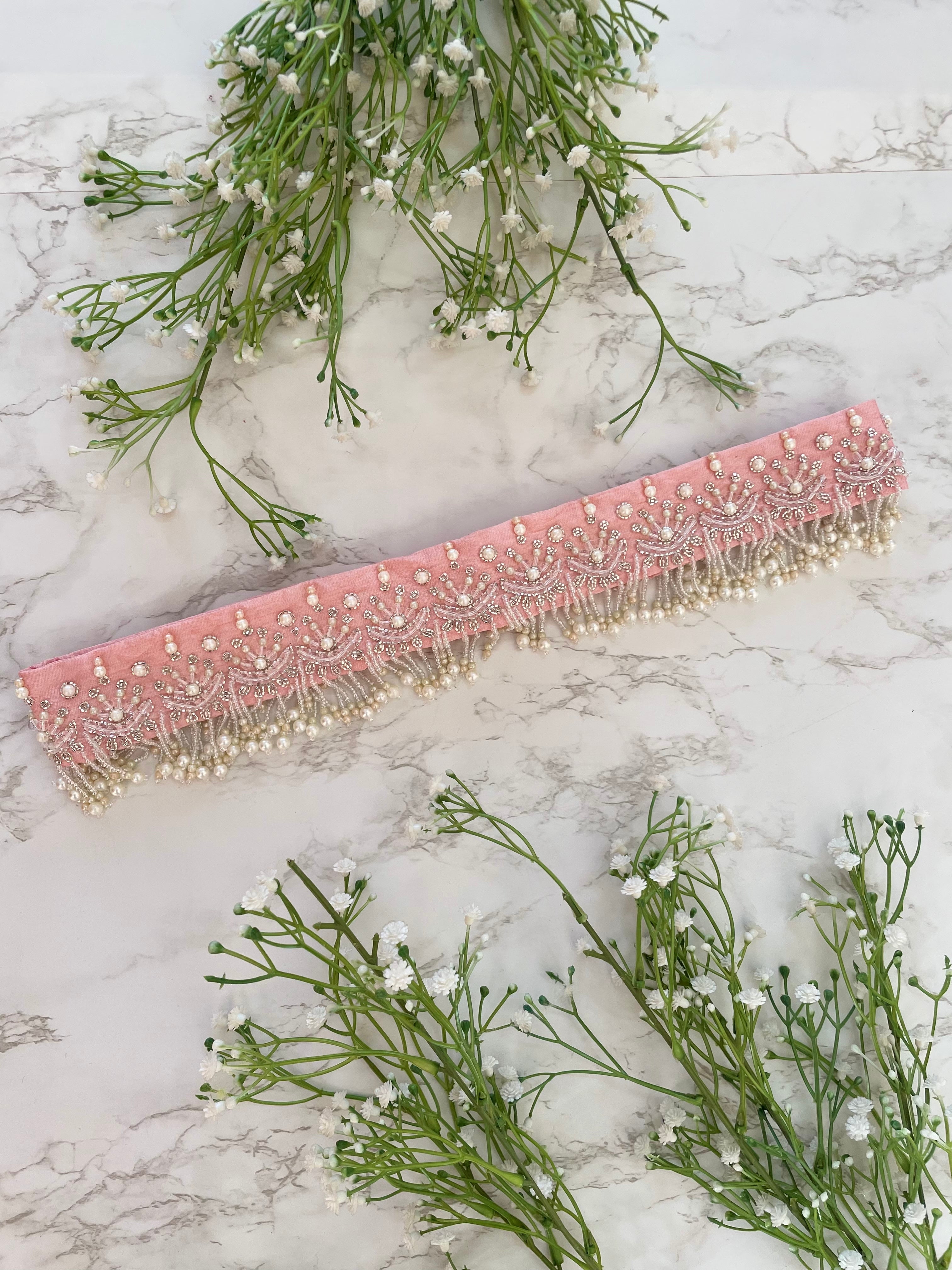 Pastel Pink Embellished Belt