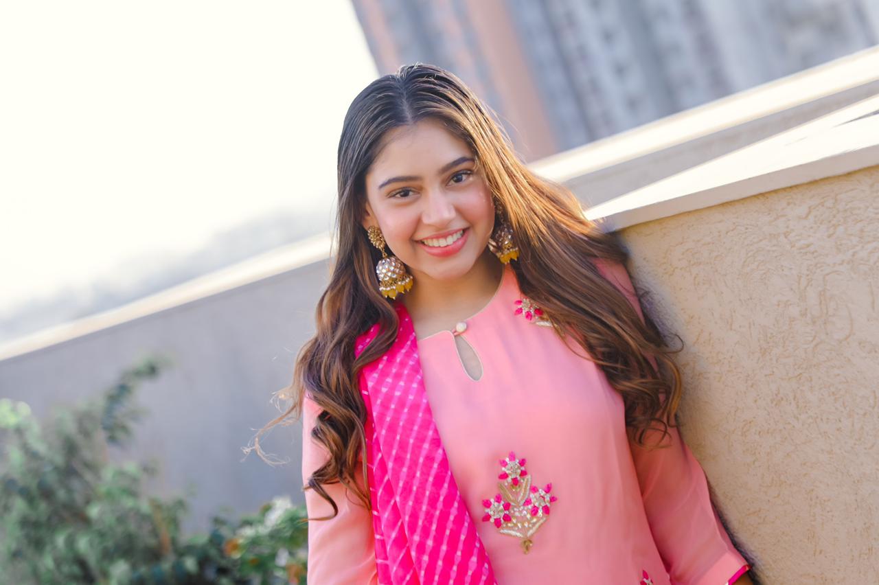 Niti Taylor Pink Handwork Kurta and Skirt Set with Leheriya Dupatta