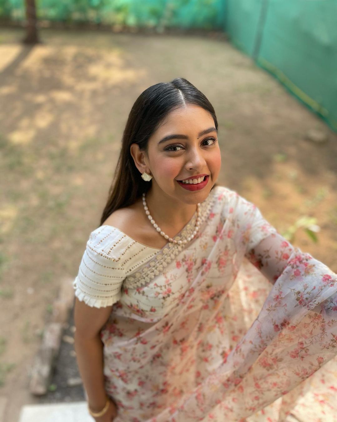 Niti Taylor White Floral Organza Saree