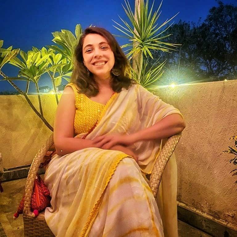 Palak Sindhwani Yellow Shibori Georgette Saree with Mirrorwork Blouse