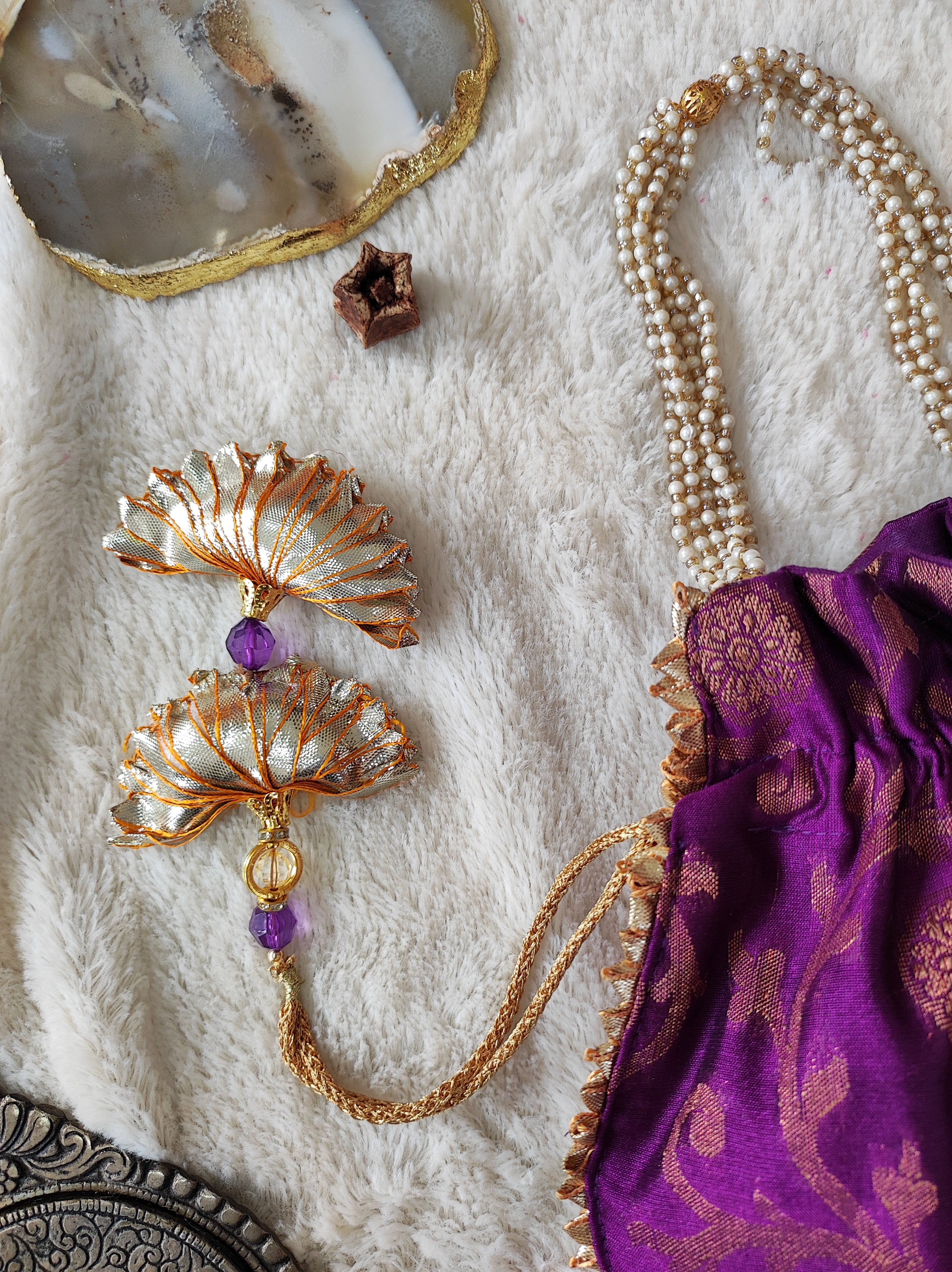 Purple Brocade Potli Bag