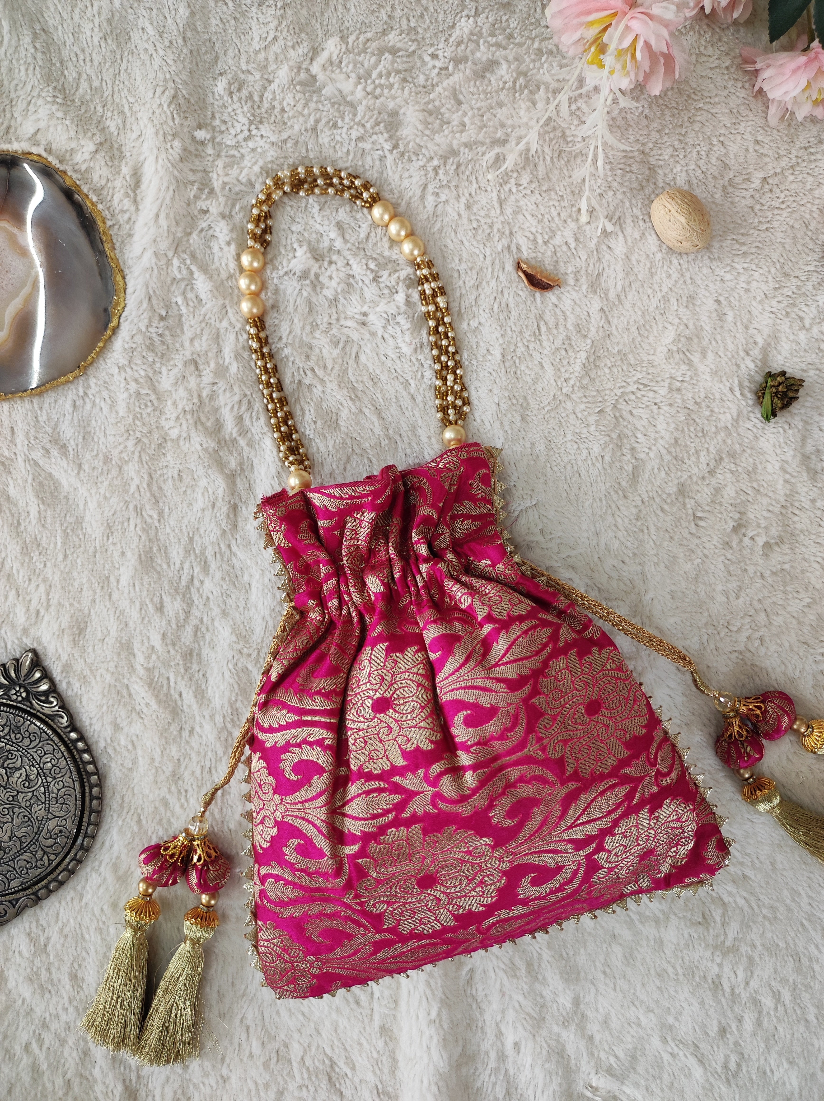 Fuchsia Brocade Potli Bag