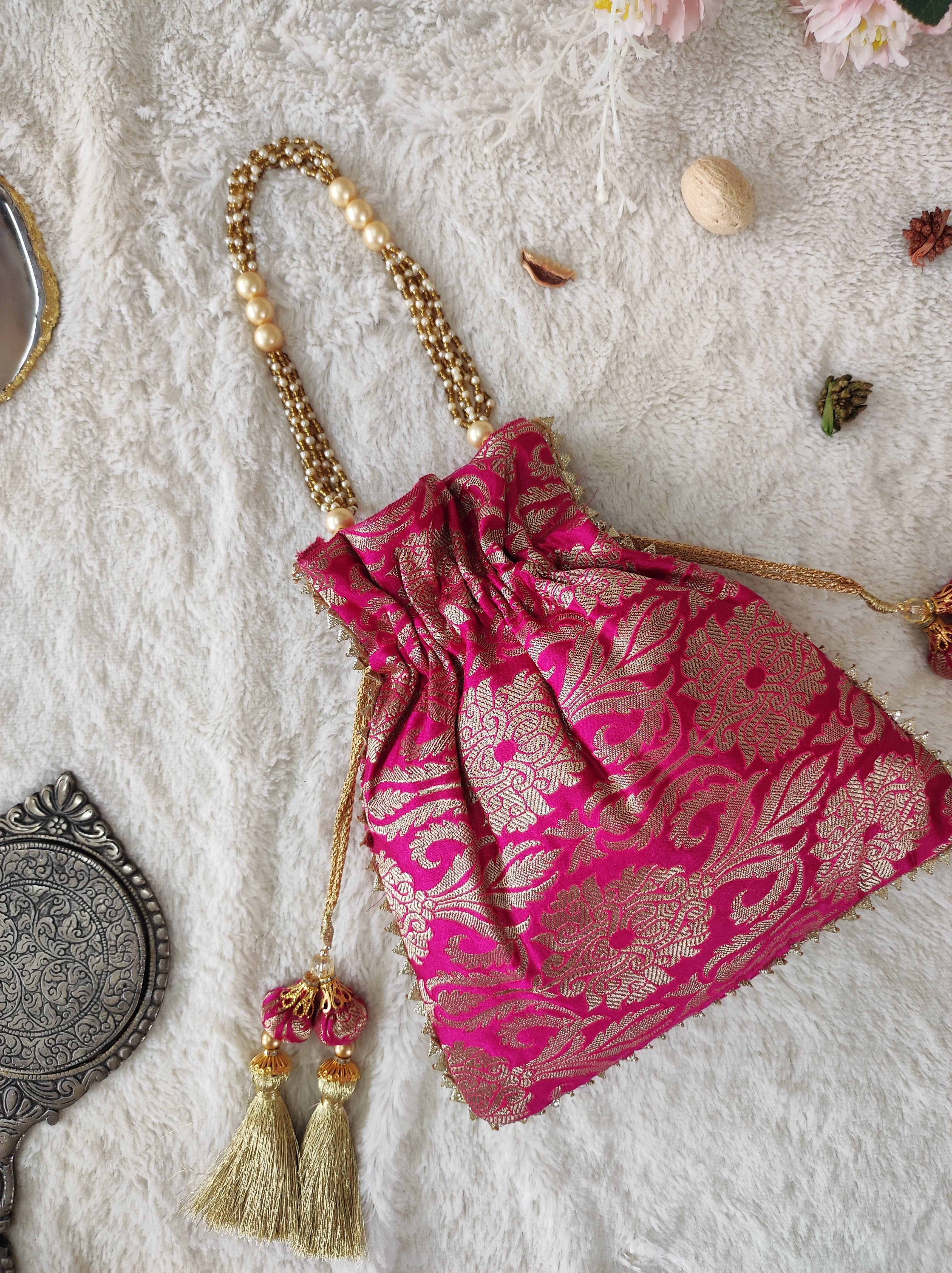 Fuchsia Brocade Potli Bag