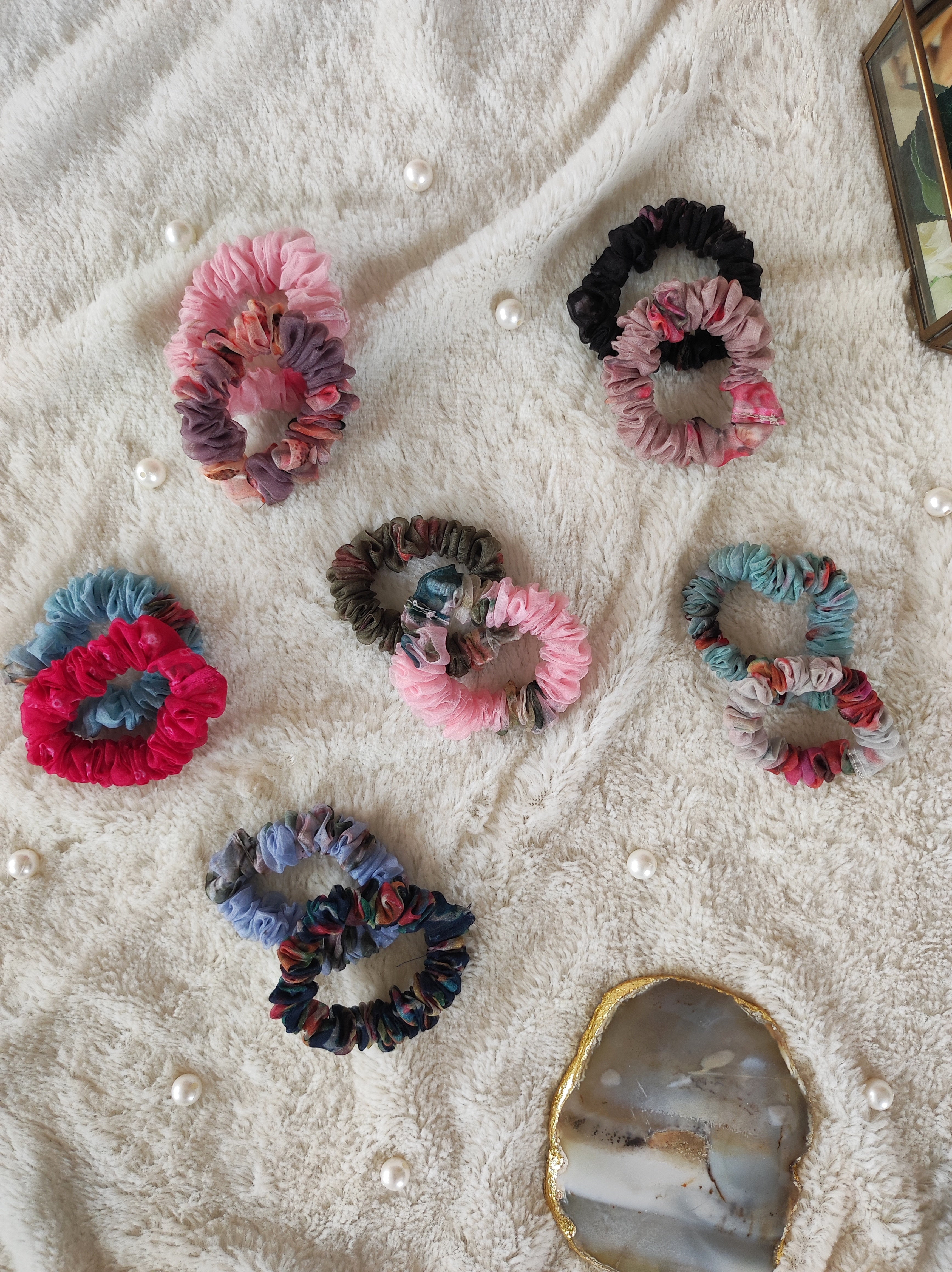 Skinny Organza Scrunchies Combo (Pack of 12 -Assorted)