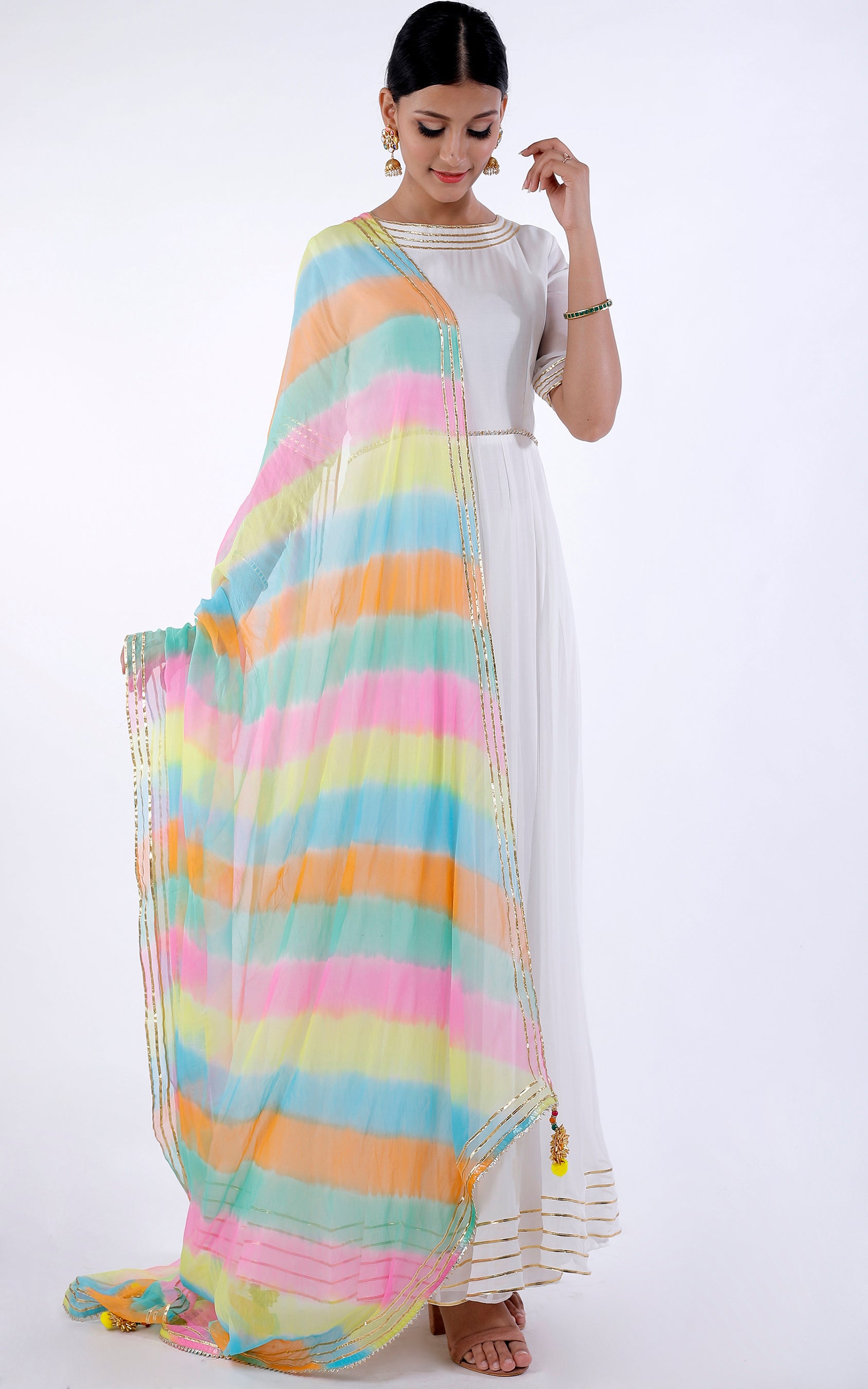Buy Multicolor Pastel Leheriya Dupatta Online at LabelKanupriya.