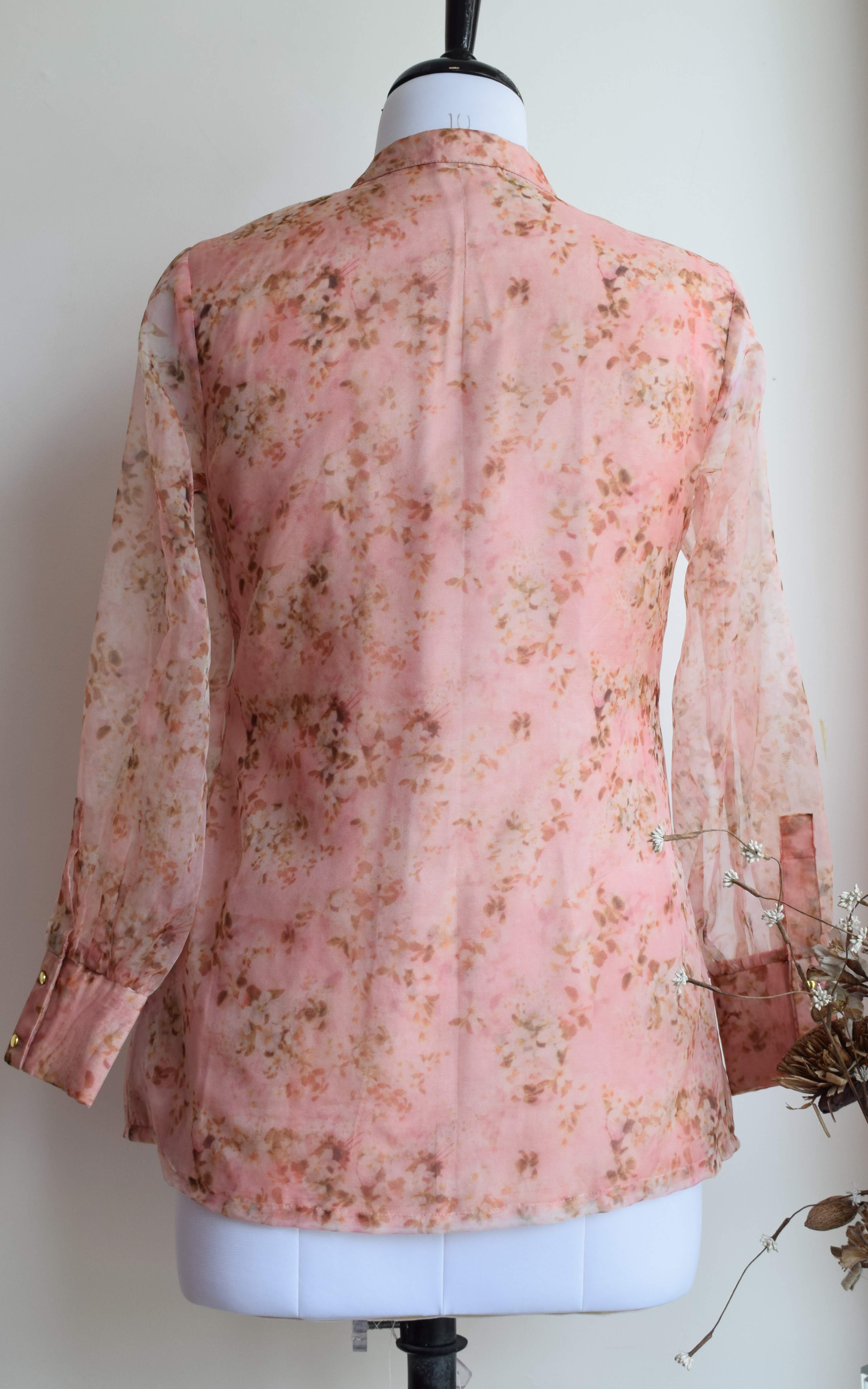 Pastel Pink Tie-Up Organza Shirt
