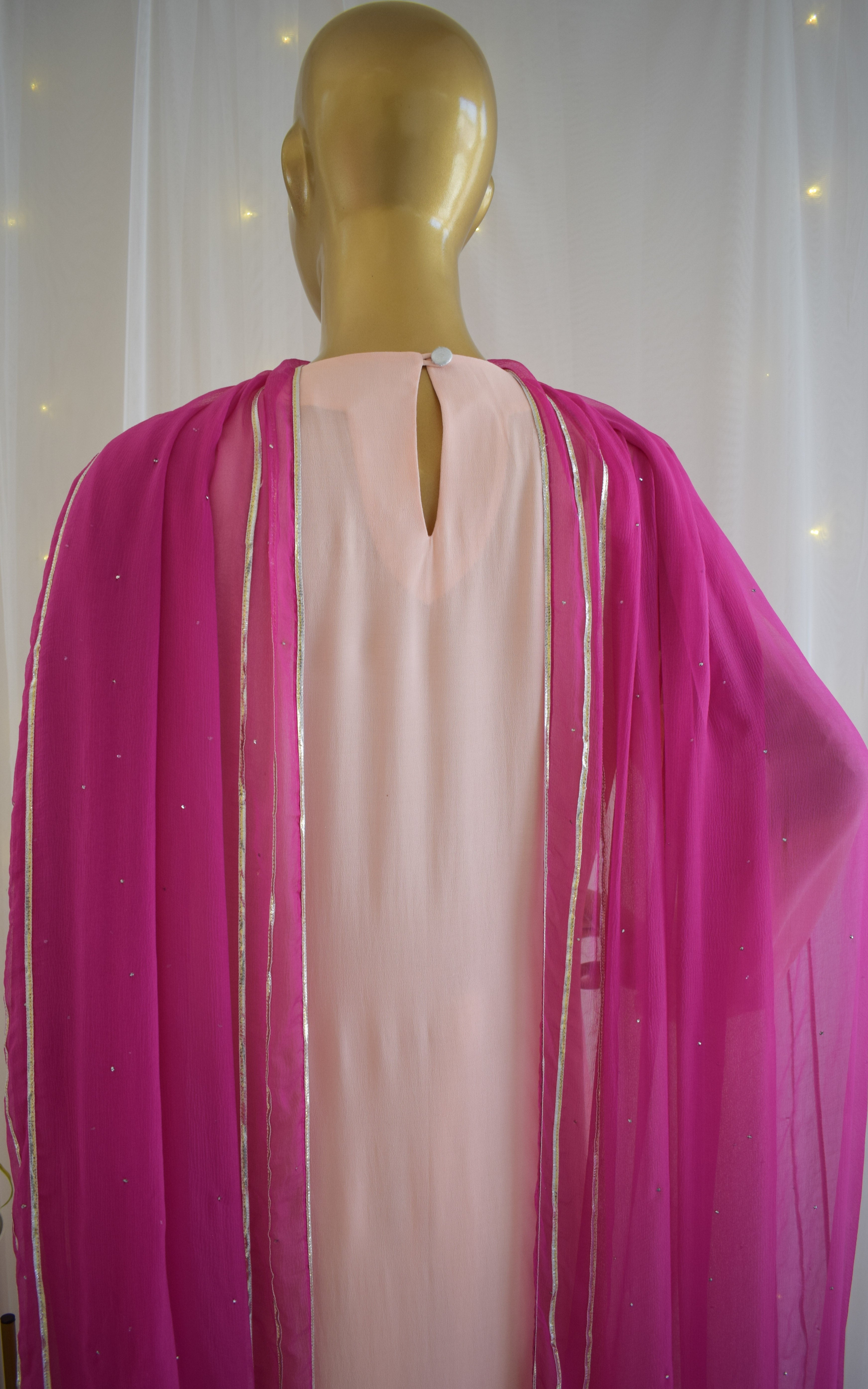 Powder Pink Gota Patti Kurta Set with Mukaish Dupatta