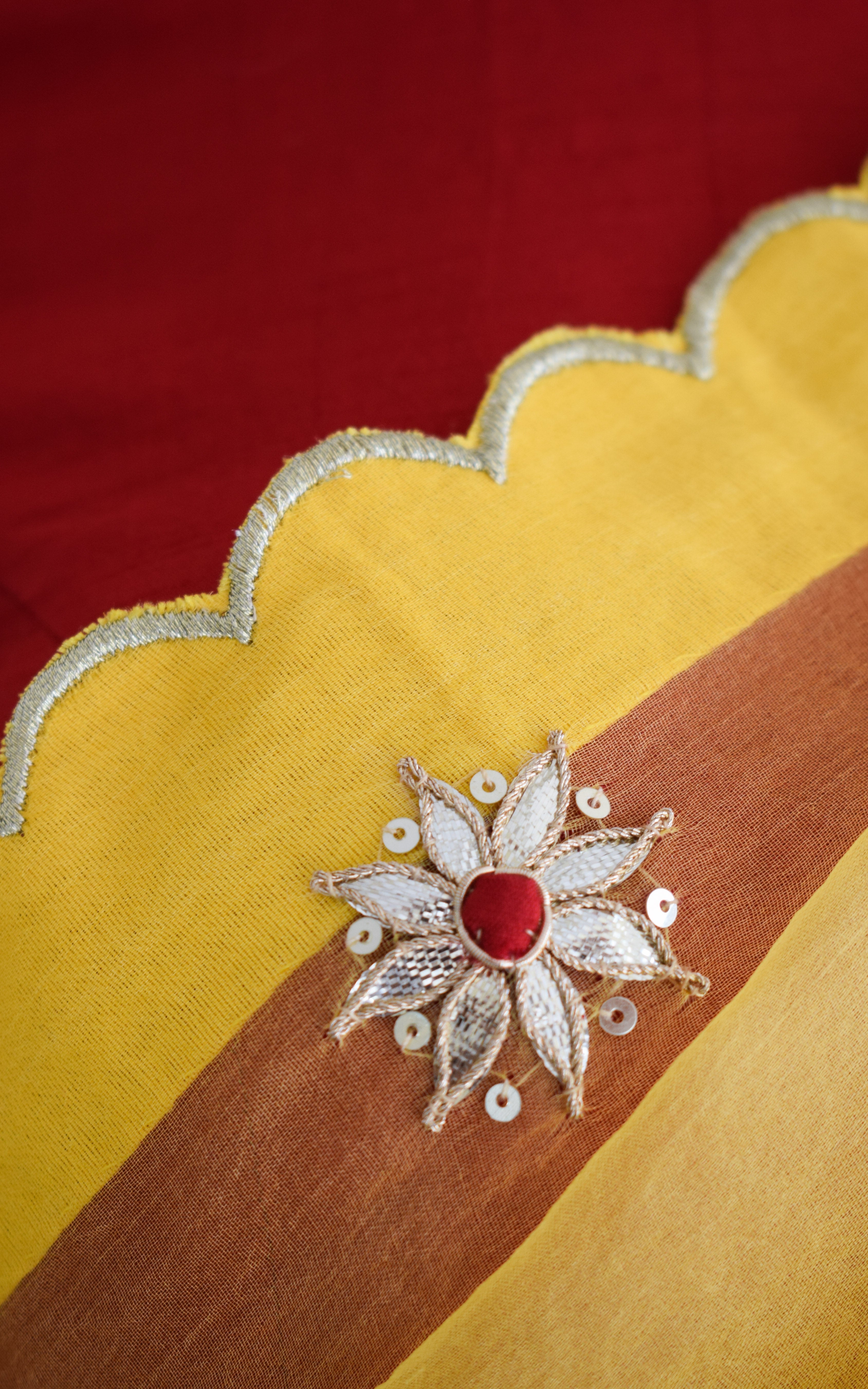 Yellow Gota Patti Organza Saree