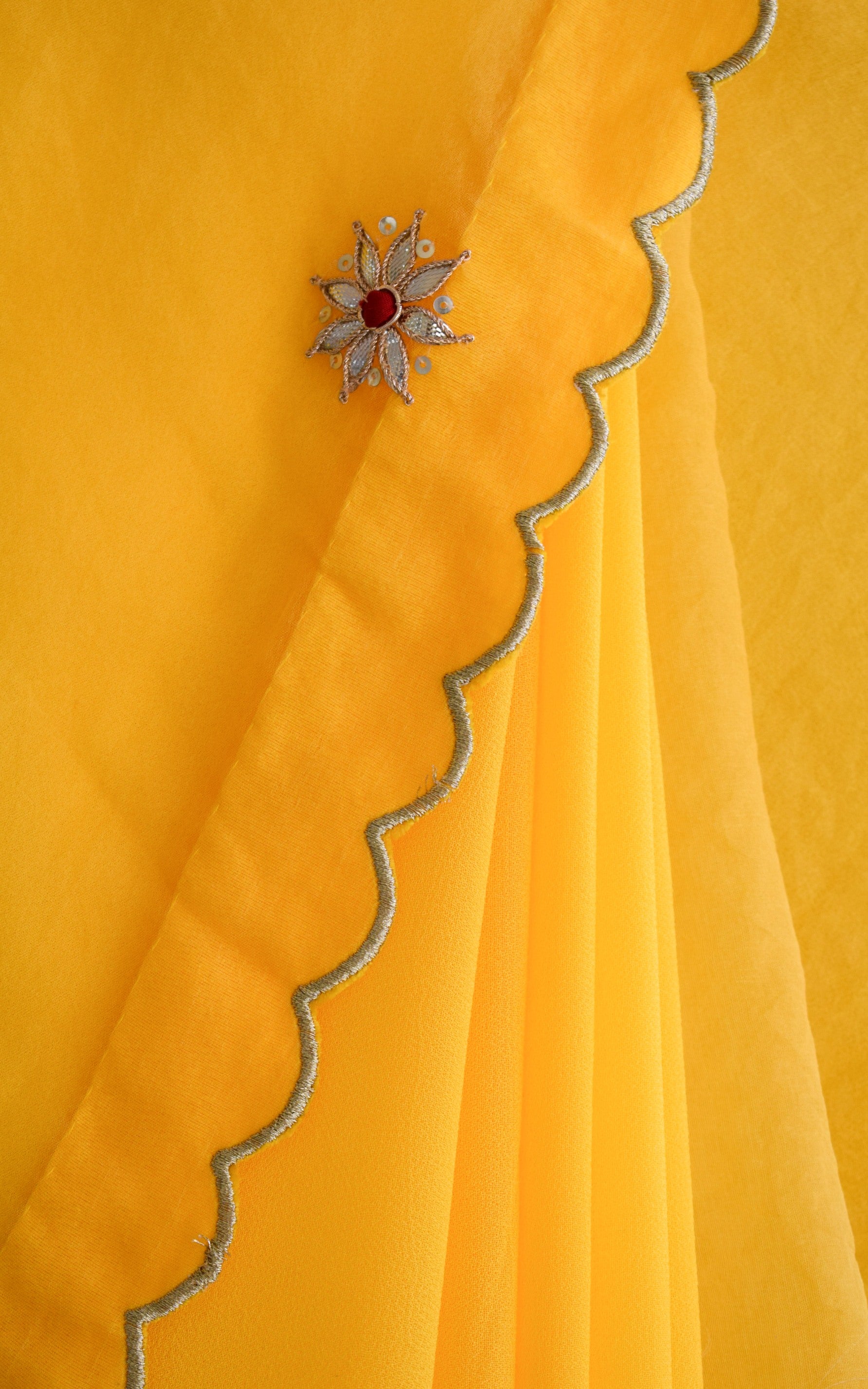 Yellow Gota Patti Organza Saree