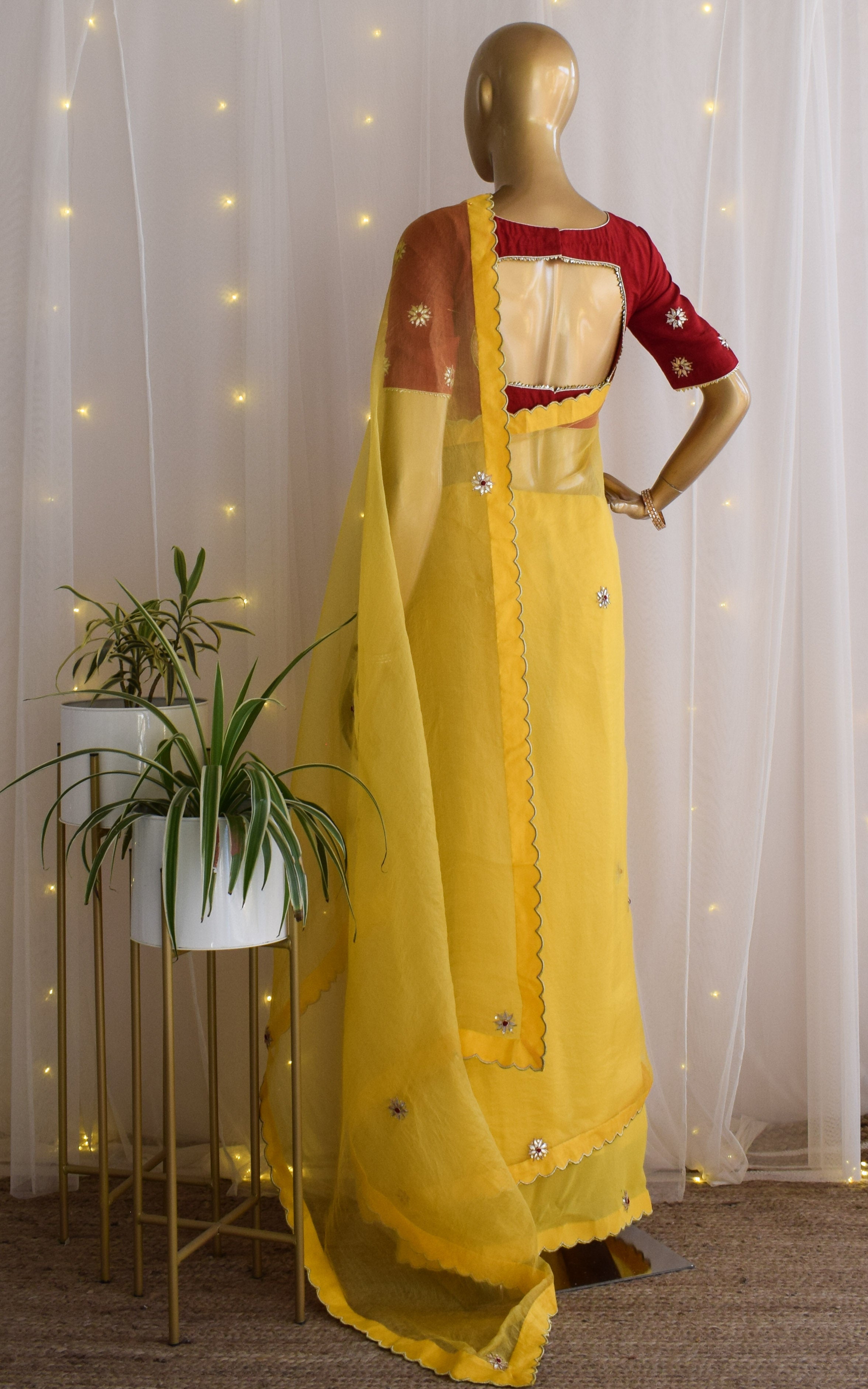 Yellow Gota Patti Organza Saree