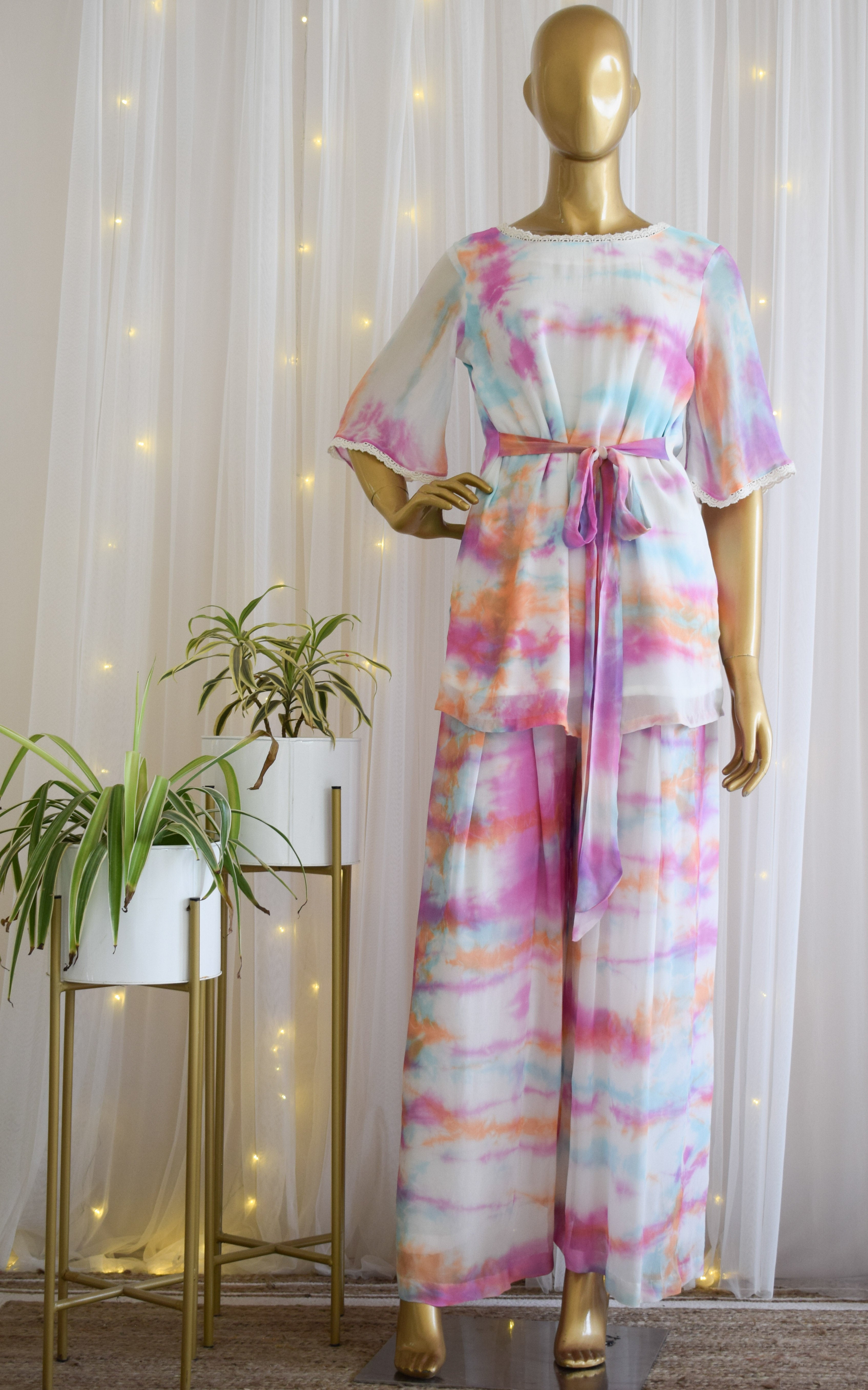 Multicolor Tie-dye Georgette Co-ord Set