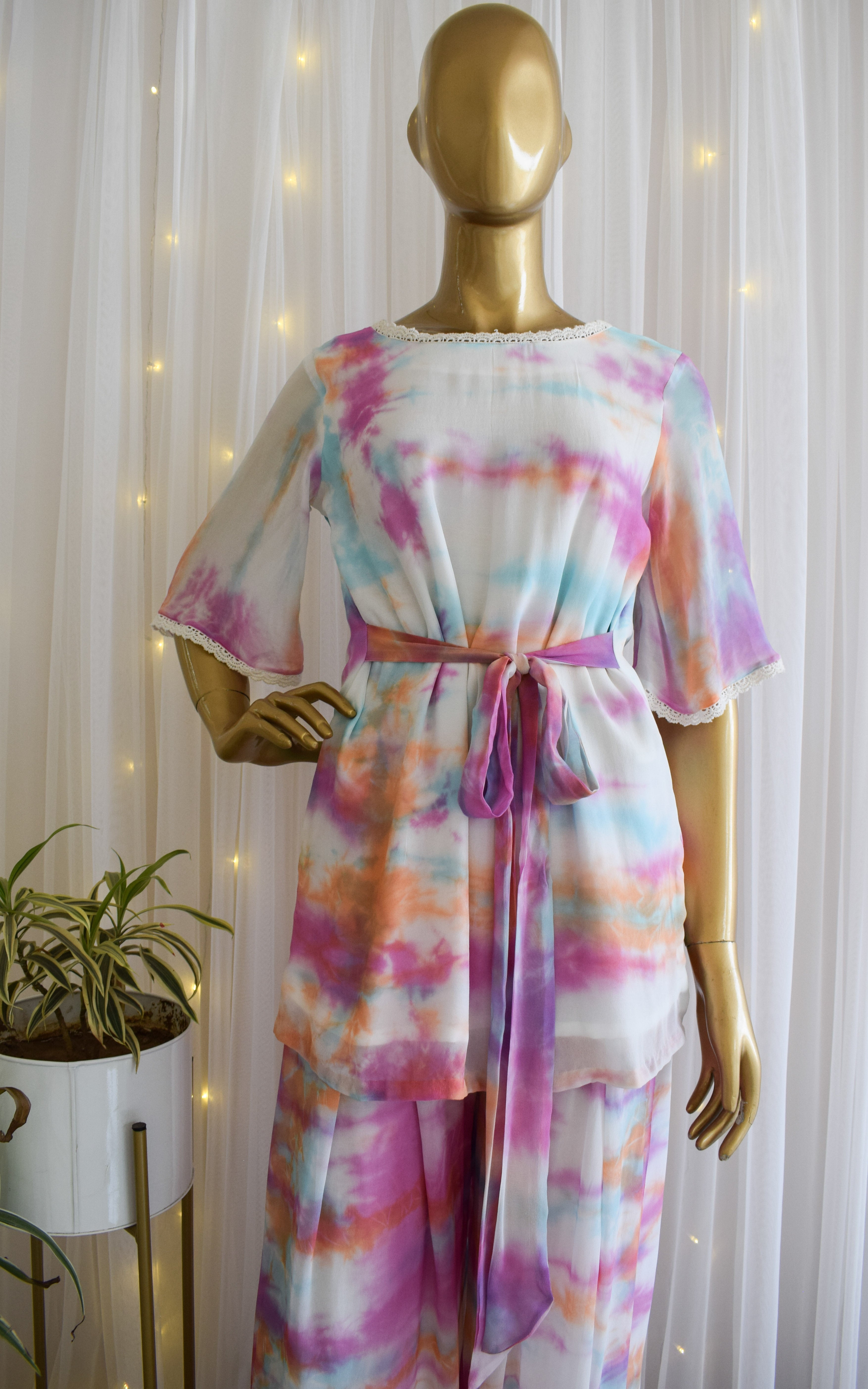 Multicolor Tie-dye Georgette Co-ord Set