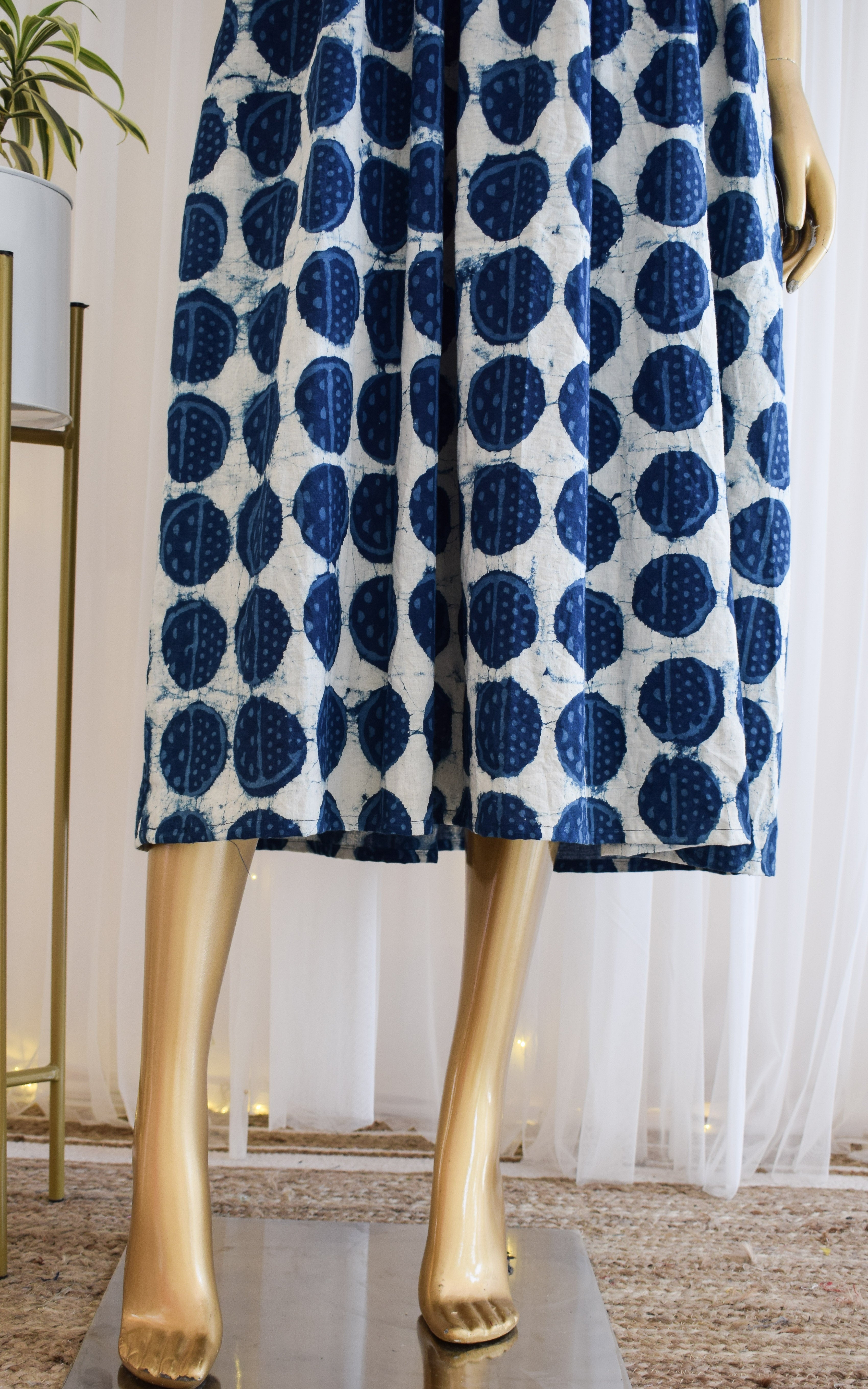 Indigo Circlular Daabu Print Dress