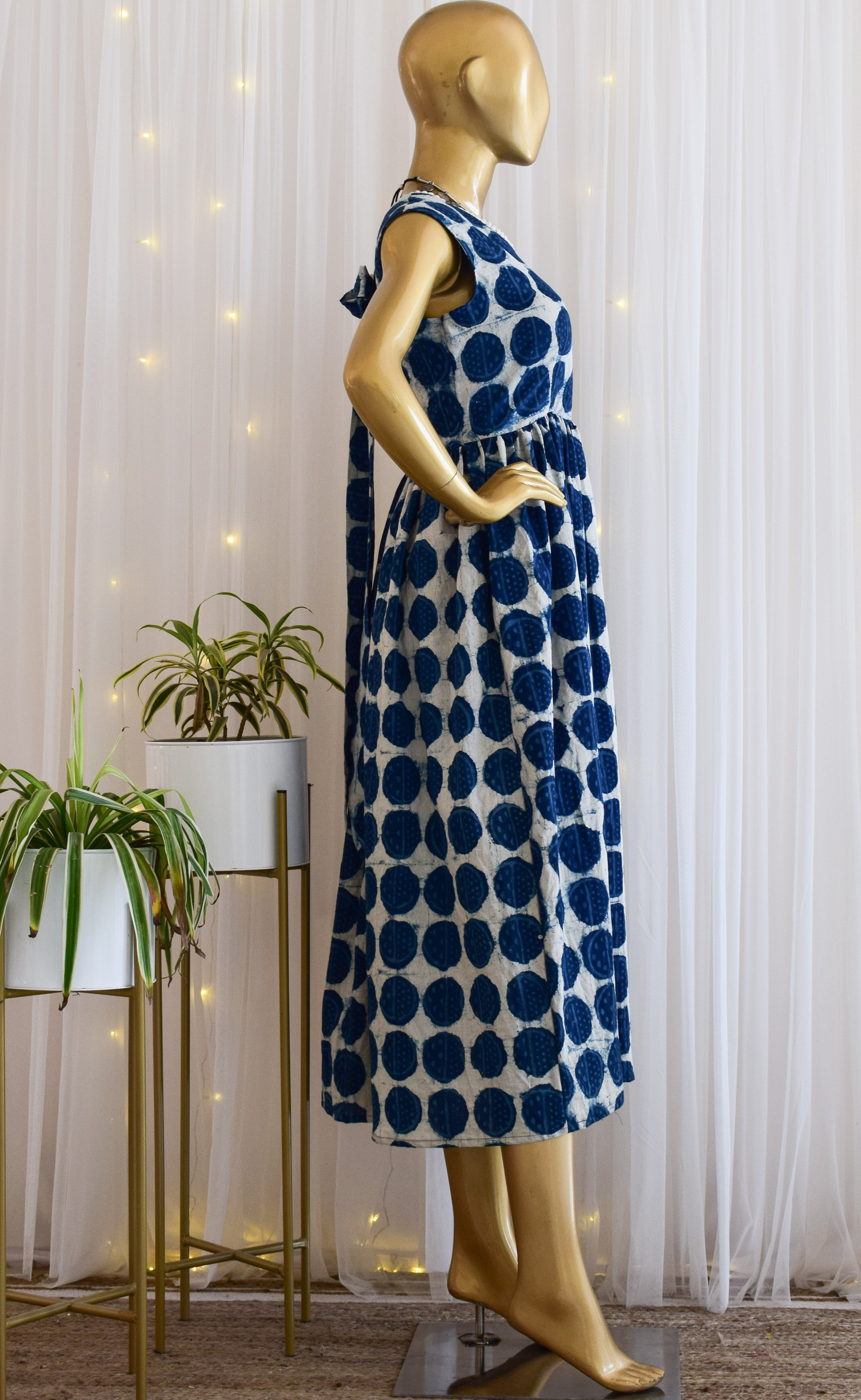 Indigo Circlular Daabu Print Dress