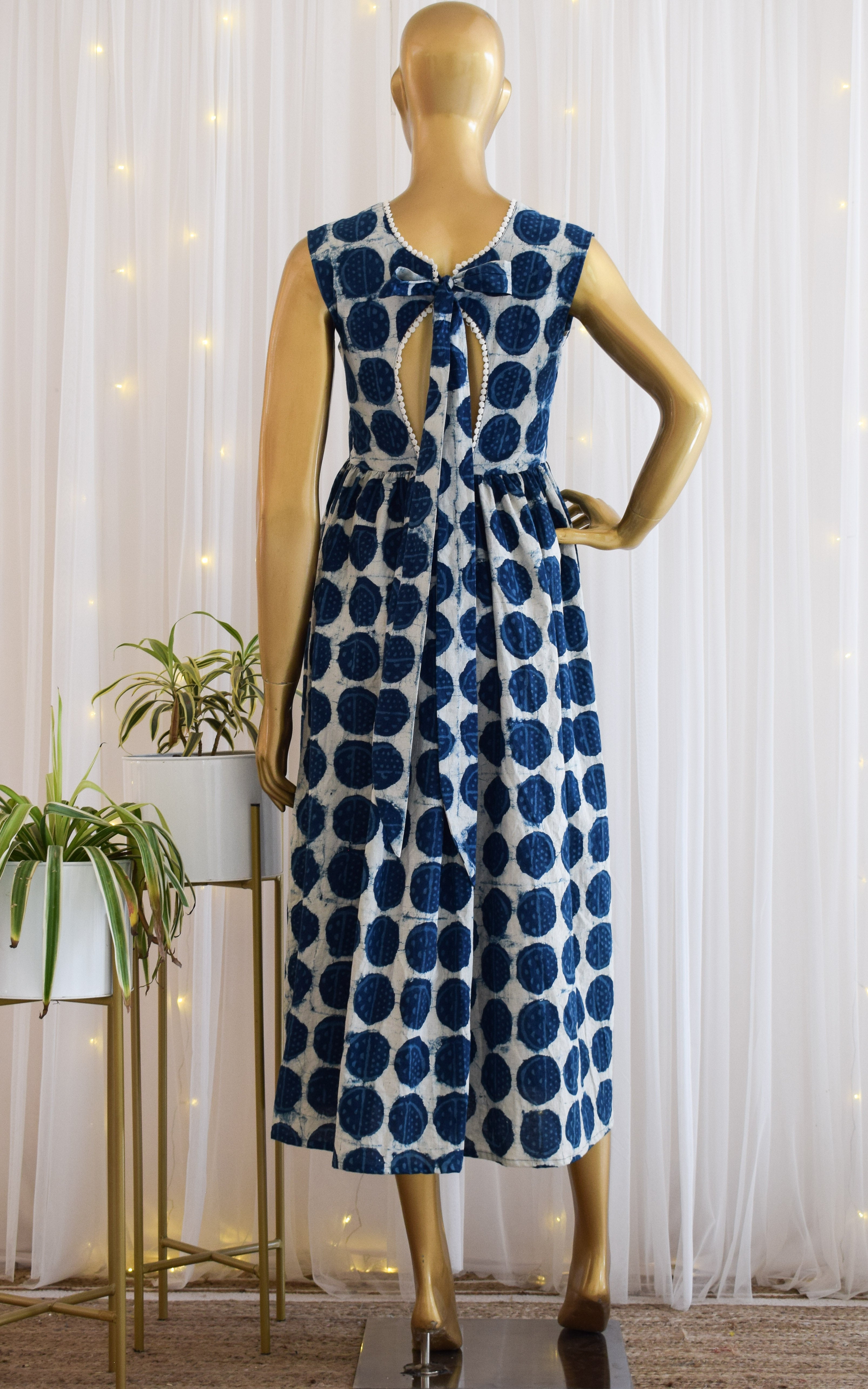 Indigo Circlular Daabu Print Dress