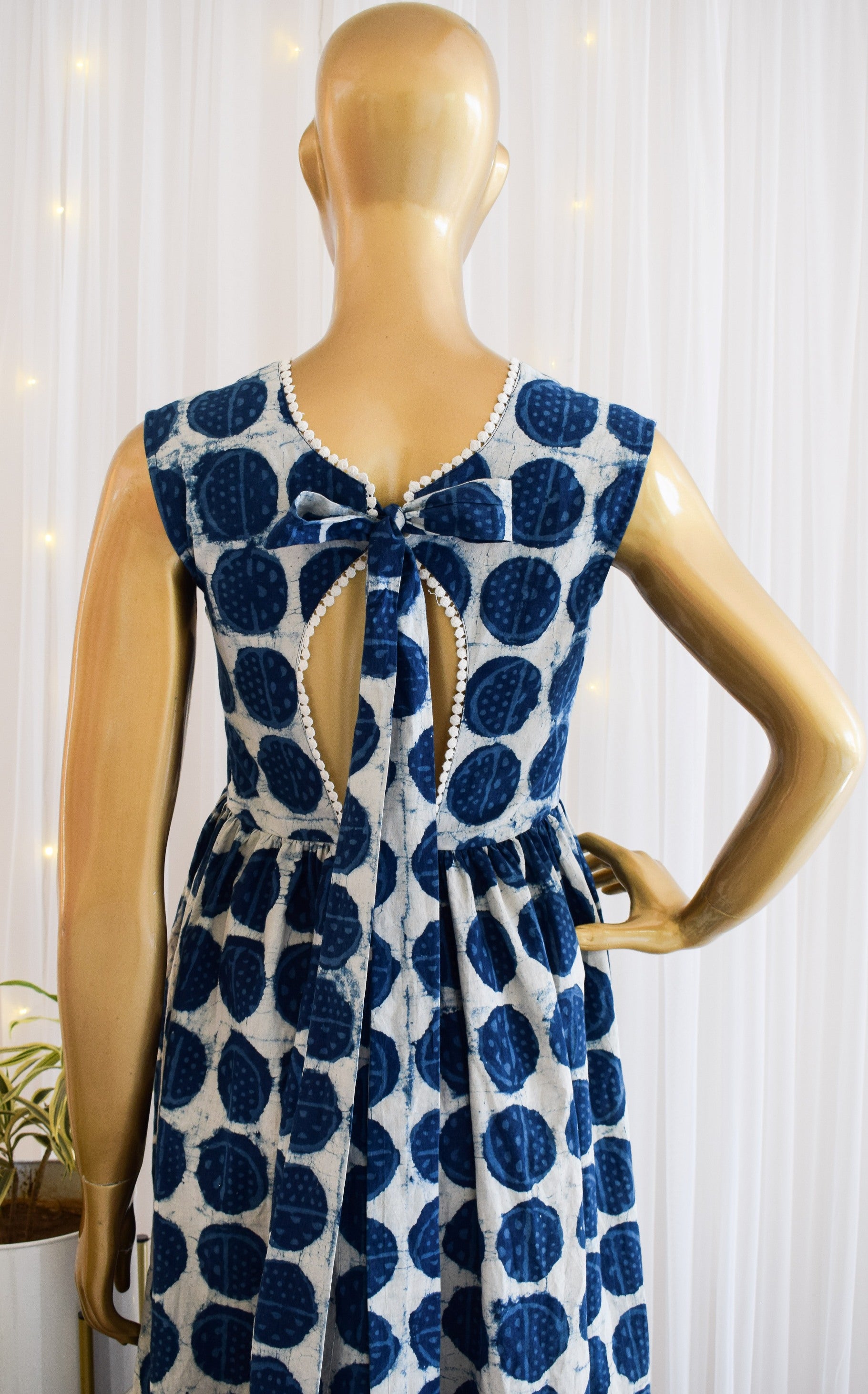 Indigo Circlular Daabu Print Dress
