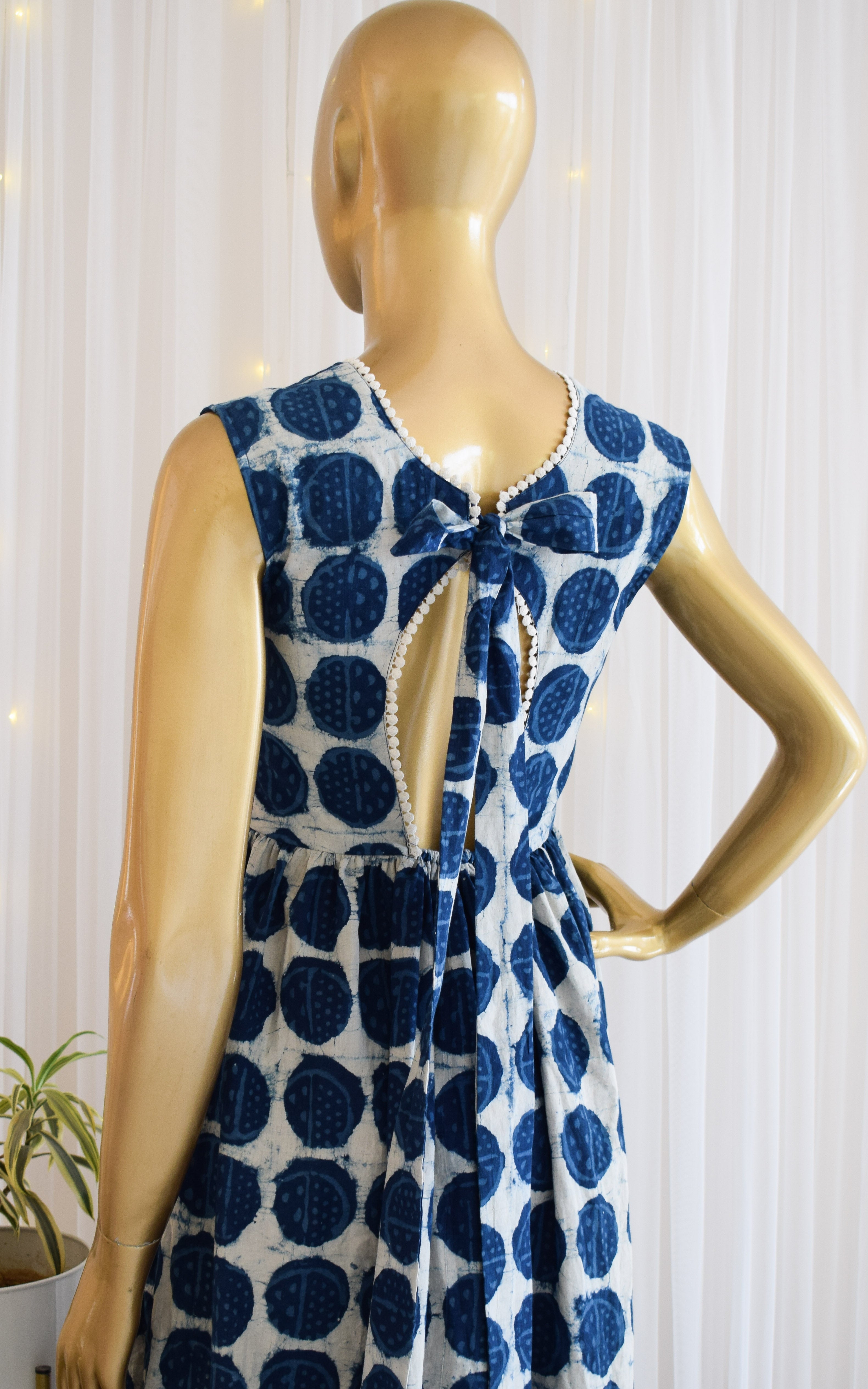 Indigo Circlular Daabu Print Dress