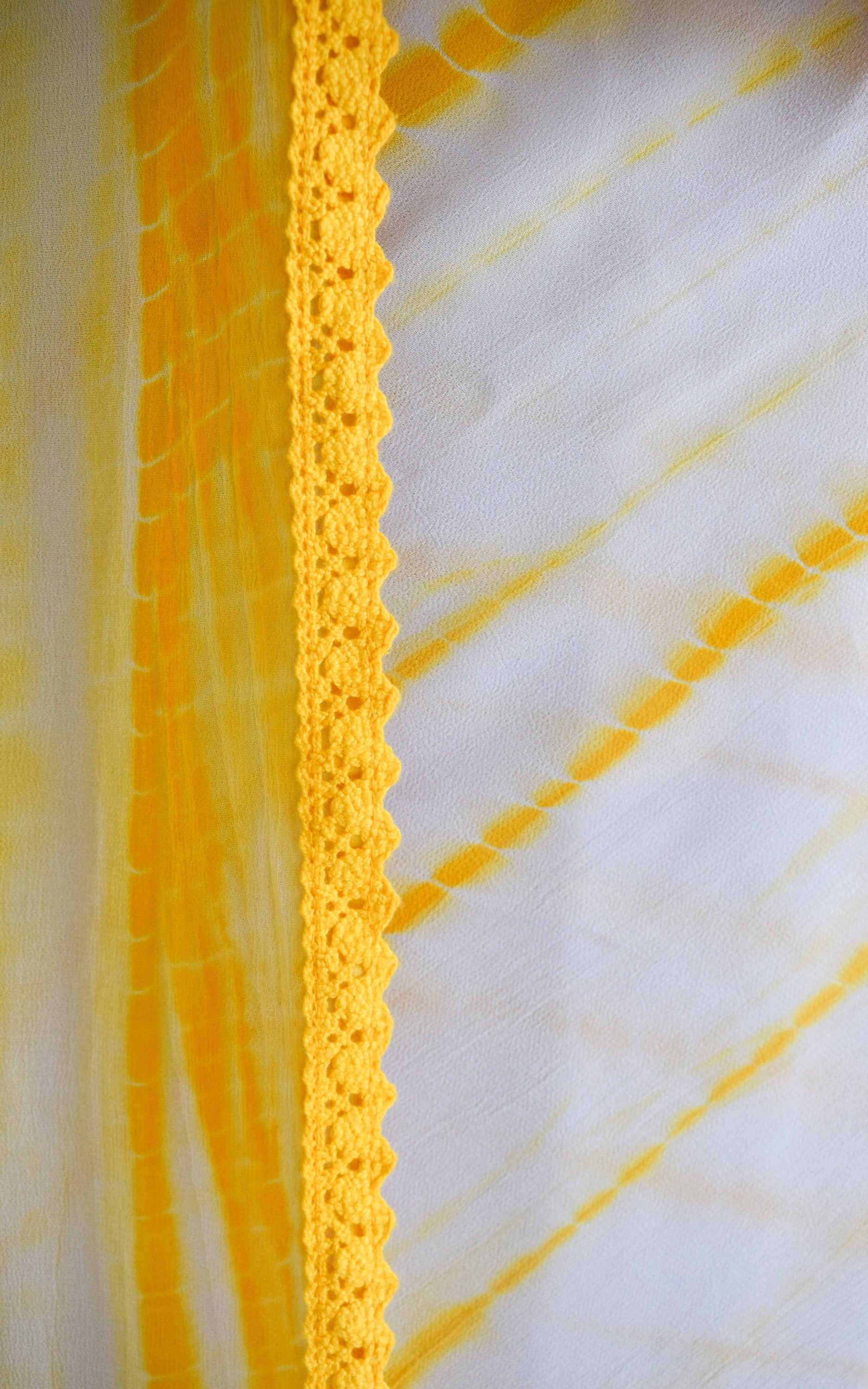 Palak Sindhwani Yellow Shibori Georgette Saree with Mirrorwork Blouse