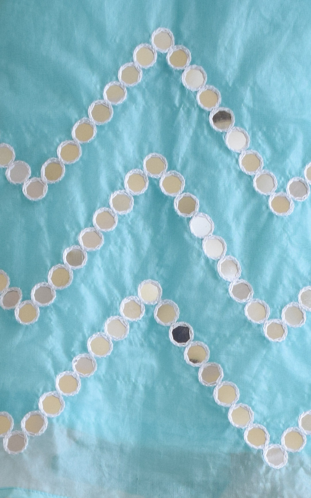 Sky Blue Mirrorwork Organza Kurta Set