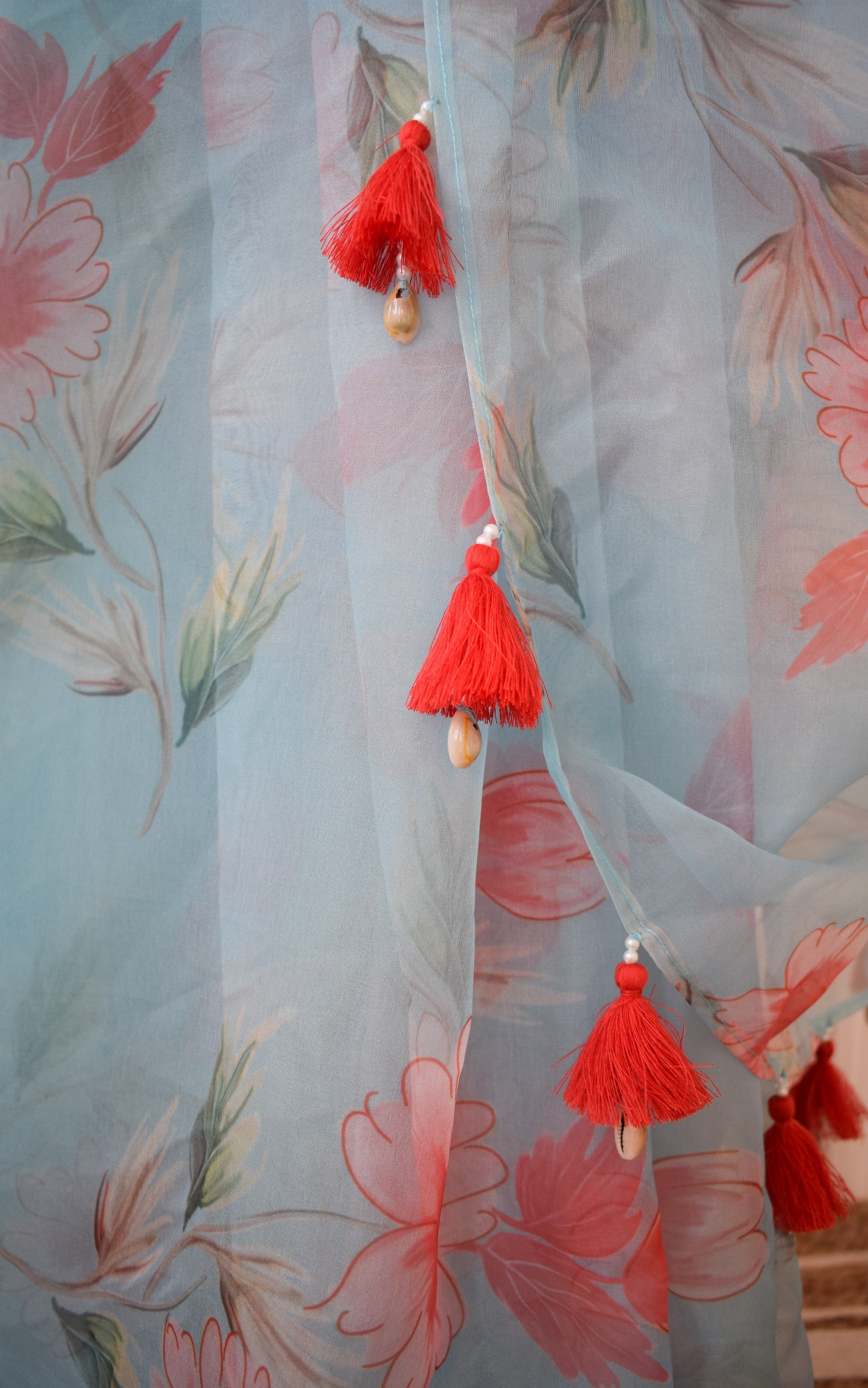 Gulnar Sky Blue Organza Saree