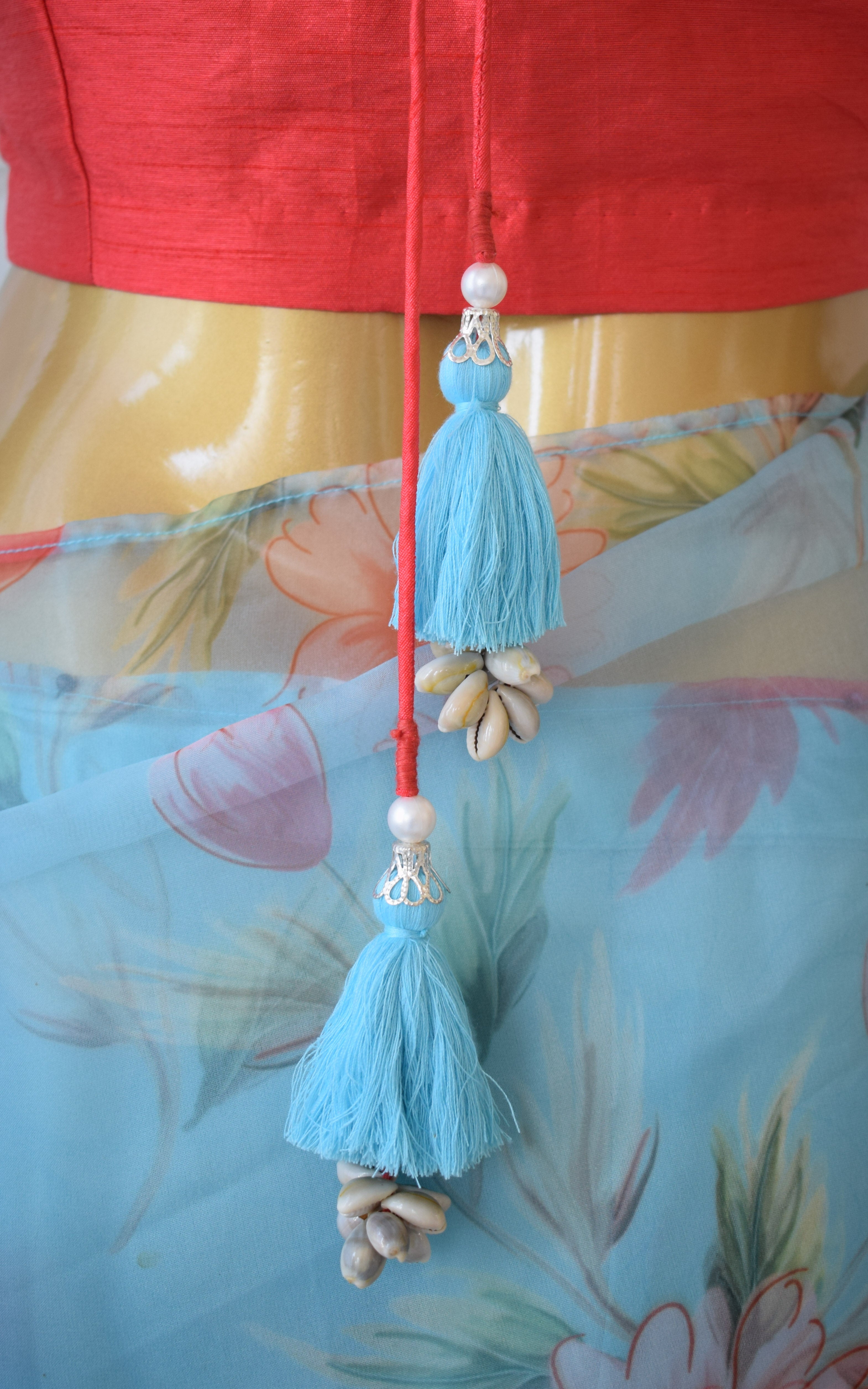 Gulnar Sky Blue Organza Saree