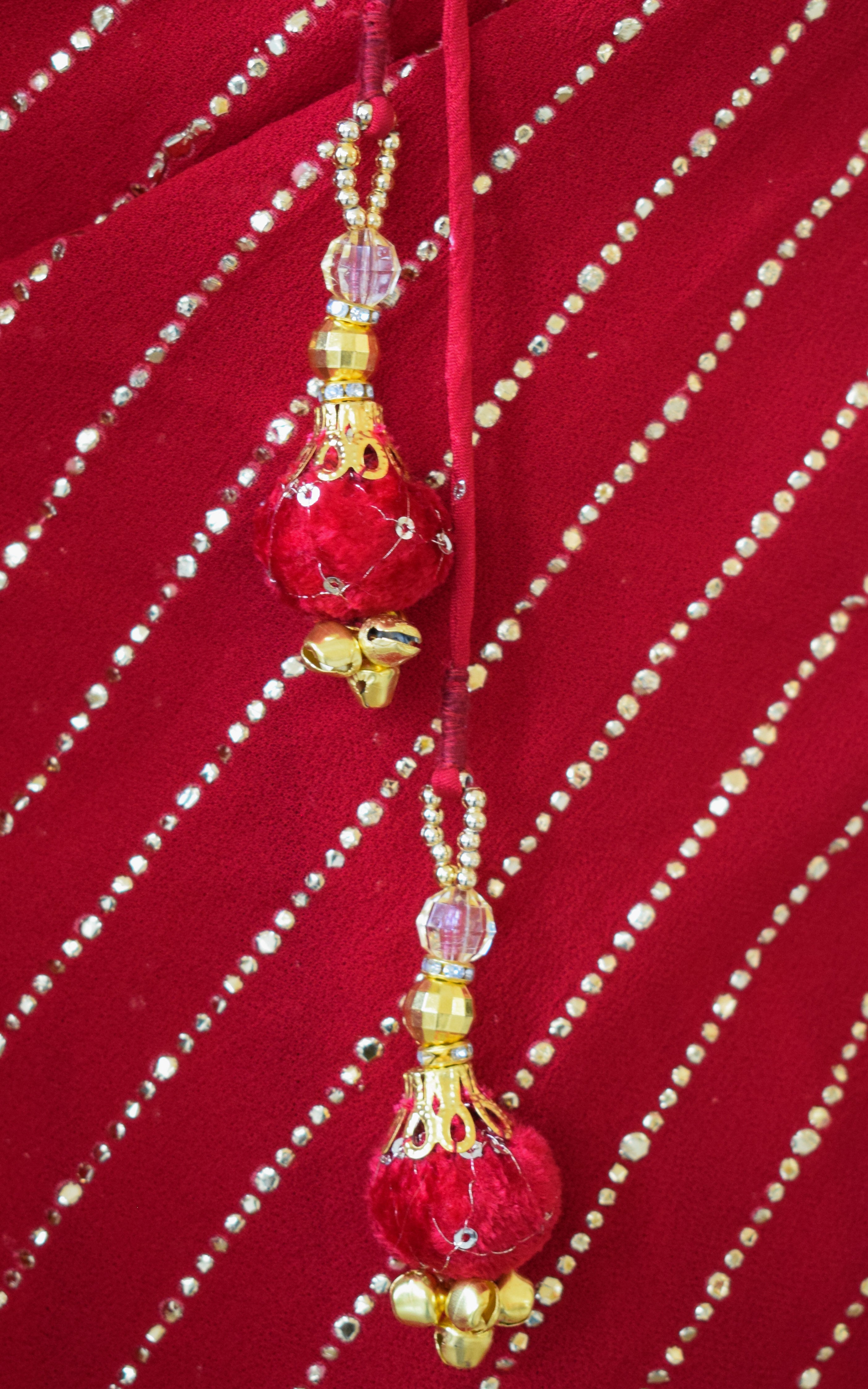 Maroon Sharara Saree Set With Velvet Zardozi Belt