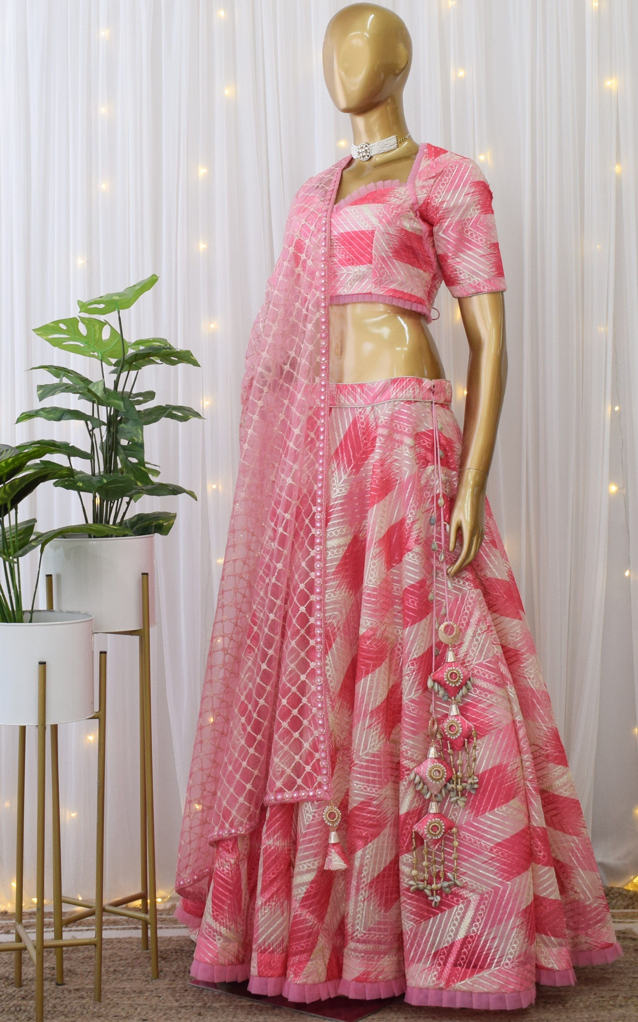 Pink & Cream Gota Work Lehenga