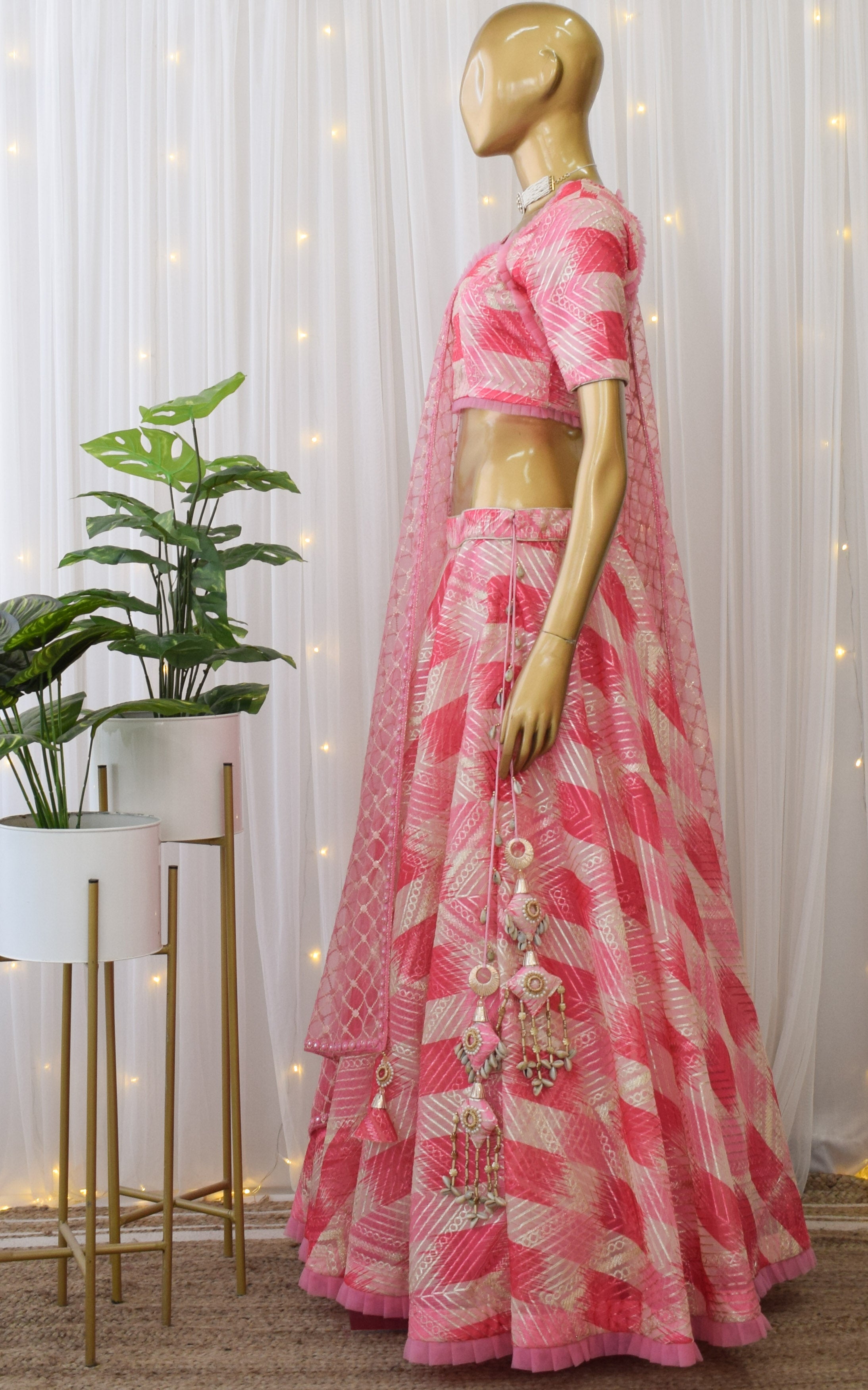 Pink & Cream Gota Work Lehenga