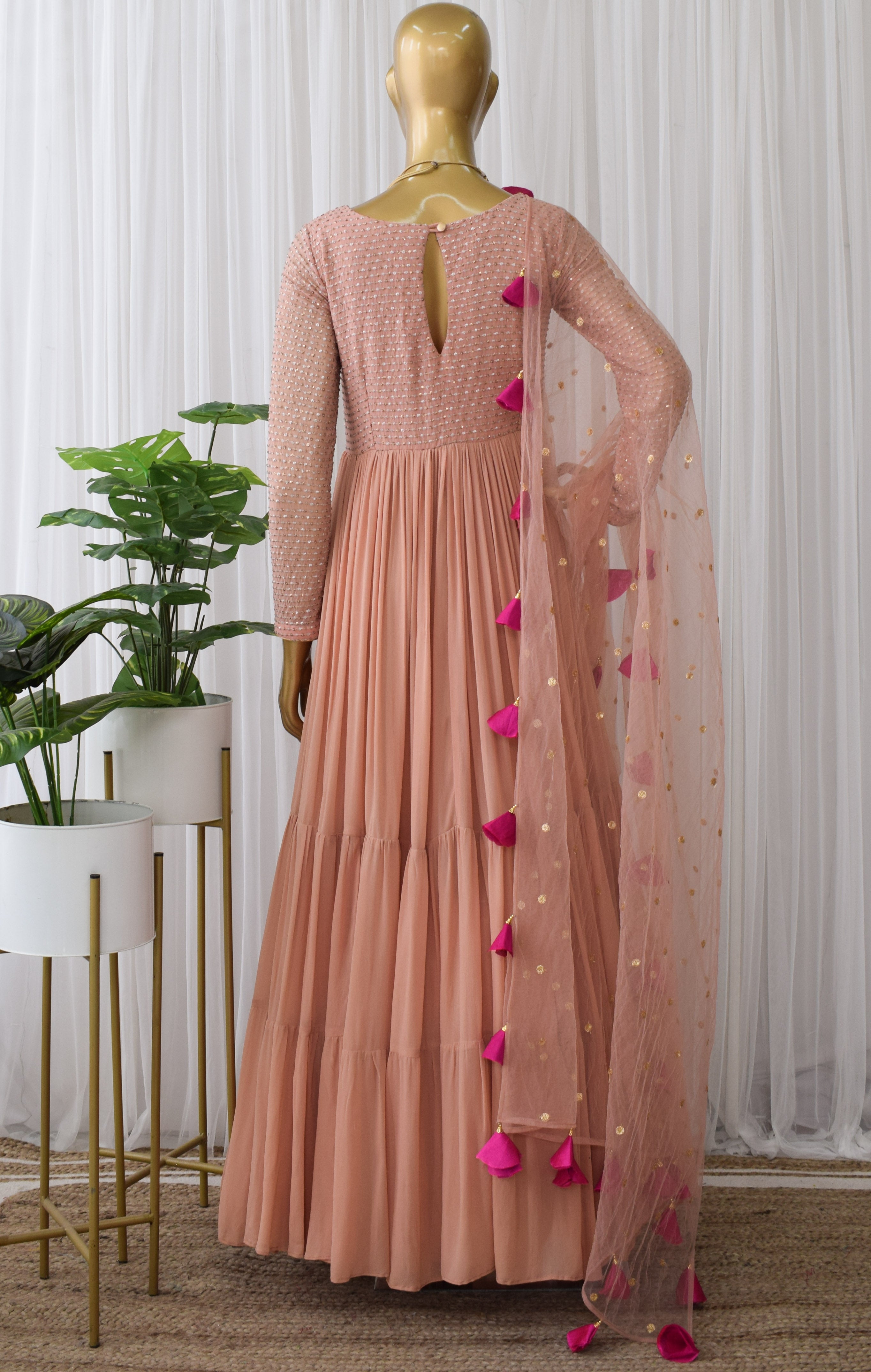 Arti Chauhan Old Rose Sequin Work Georgette Anarkali