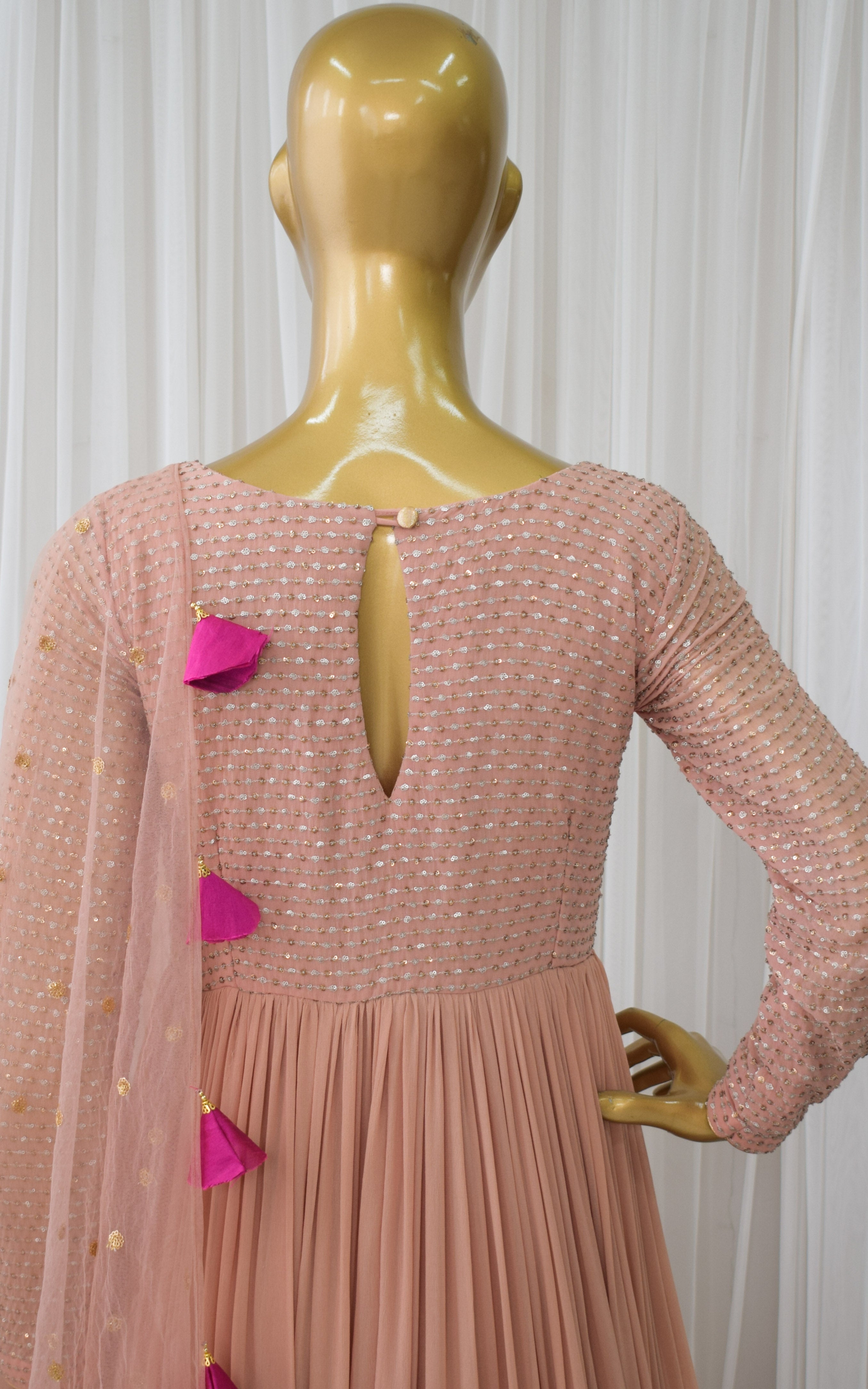 Arti Chauhan Old Rose Sequin Work Georgette Anarkali