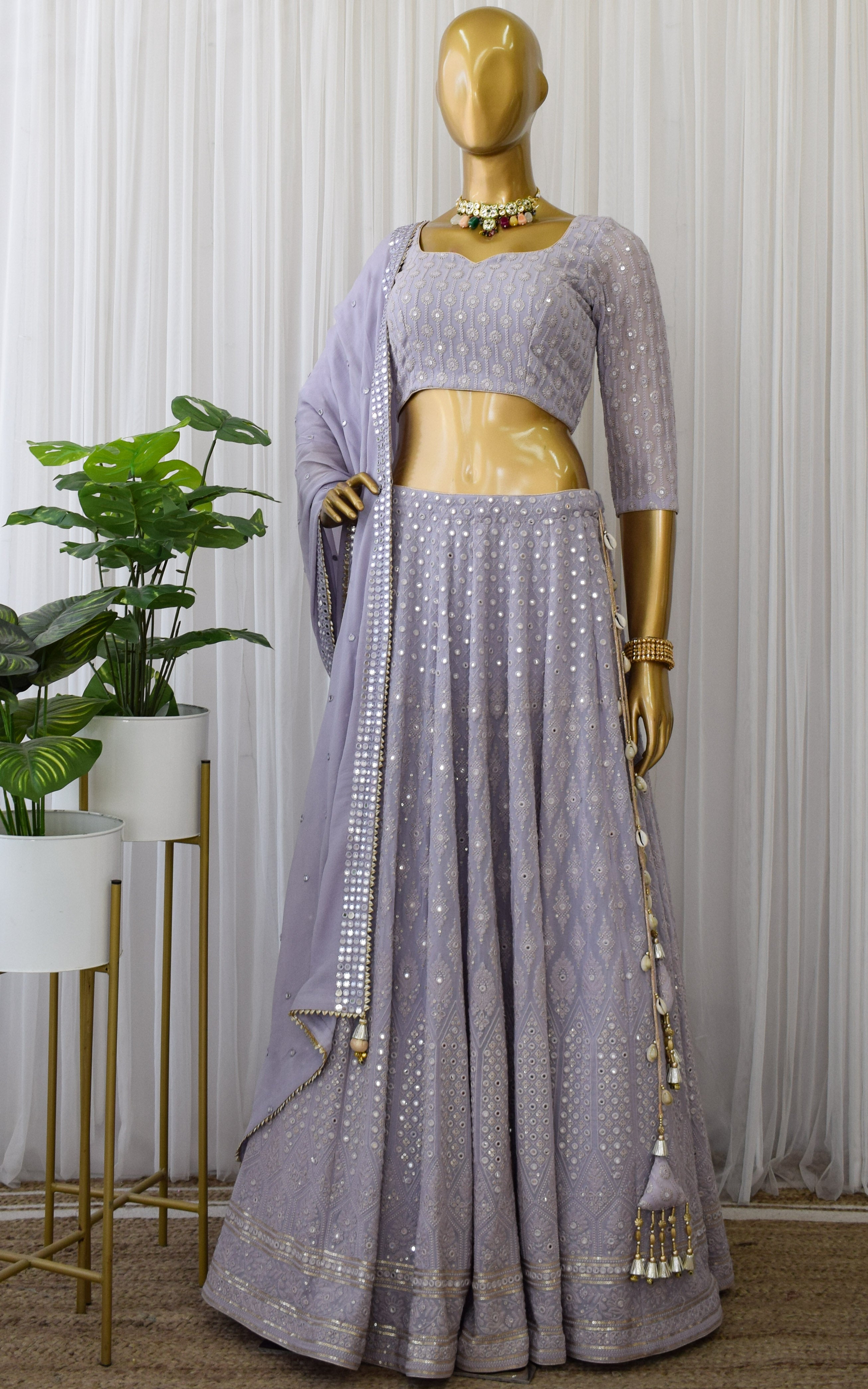 Periwinkle Blue Mirrorwork Lehenga
