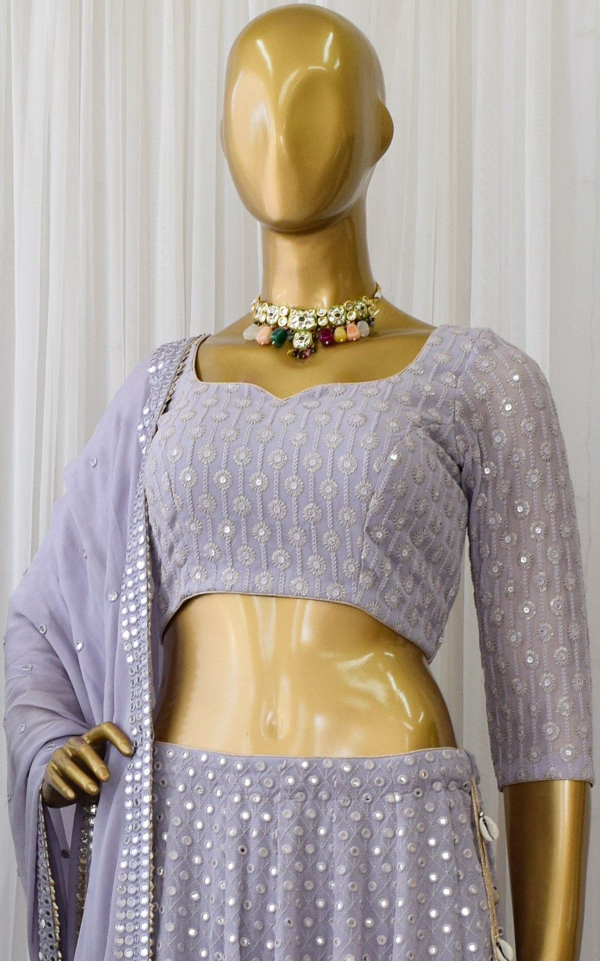 Periwinkle Blue Mirrorwork Lehenga