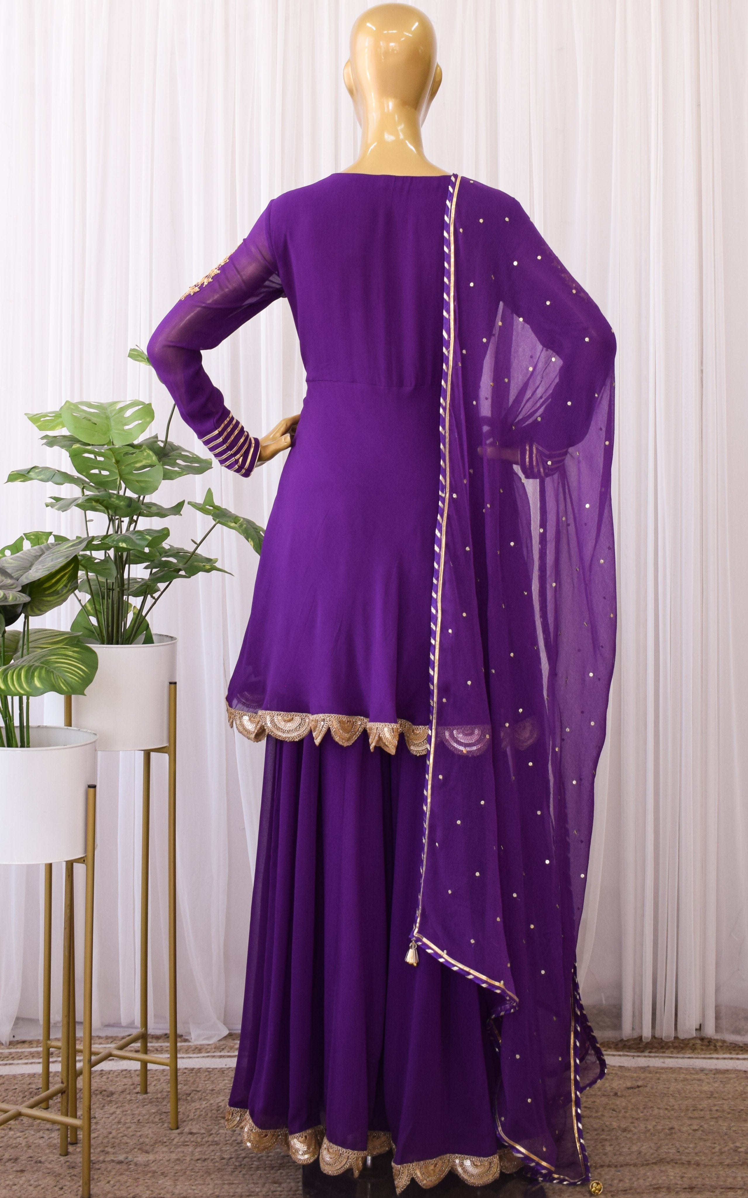 Erica Fernandes Purple Marodi Work Sharara Set