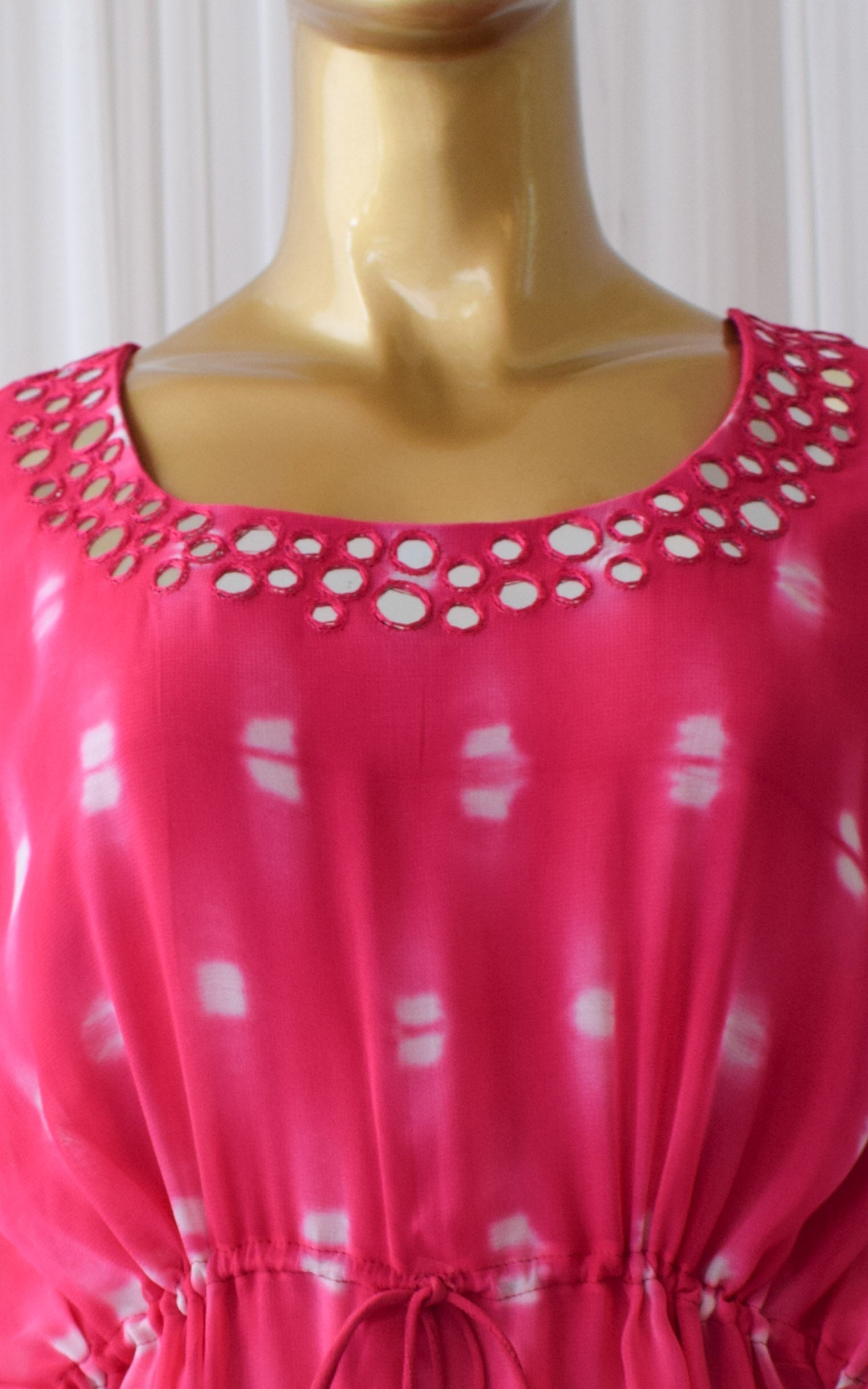 Pink Shibori Mirrorwork Kaftan Sharara Set