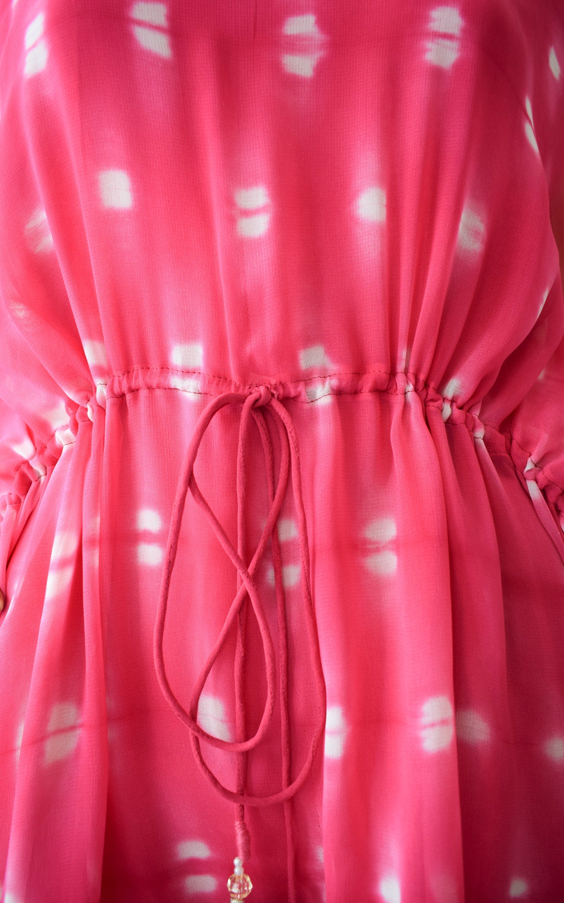 Pink Shibori Mirrorwork Kaftan Sharara Set